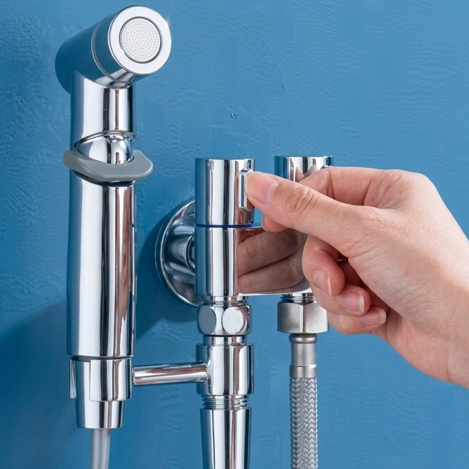 Aarhus - Hygienic Shower Bidet Sprayer – Double Outlet Angle Valve Bathroom Toilet Bidet Set - Image 6