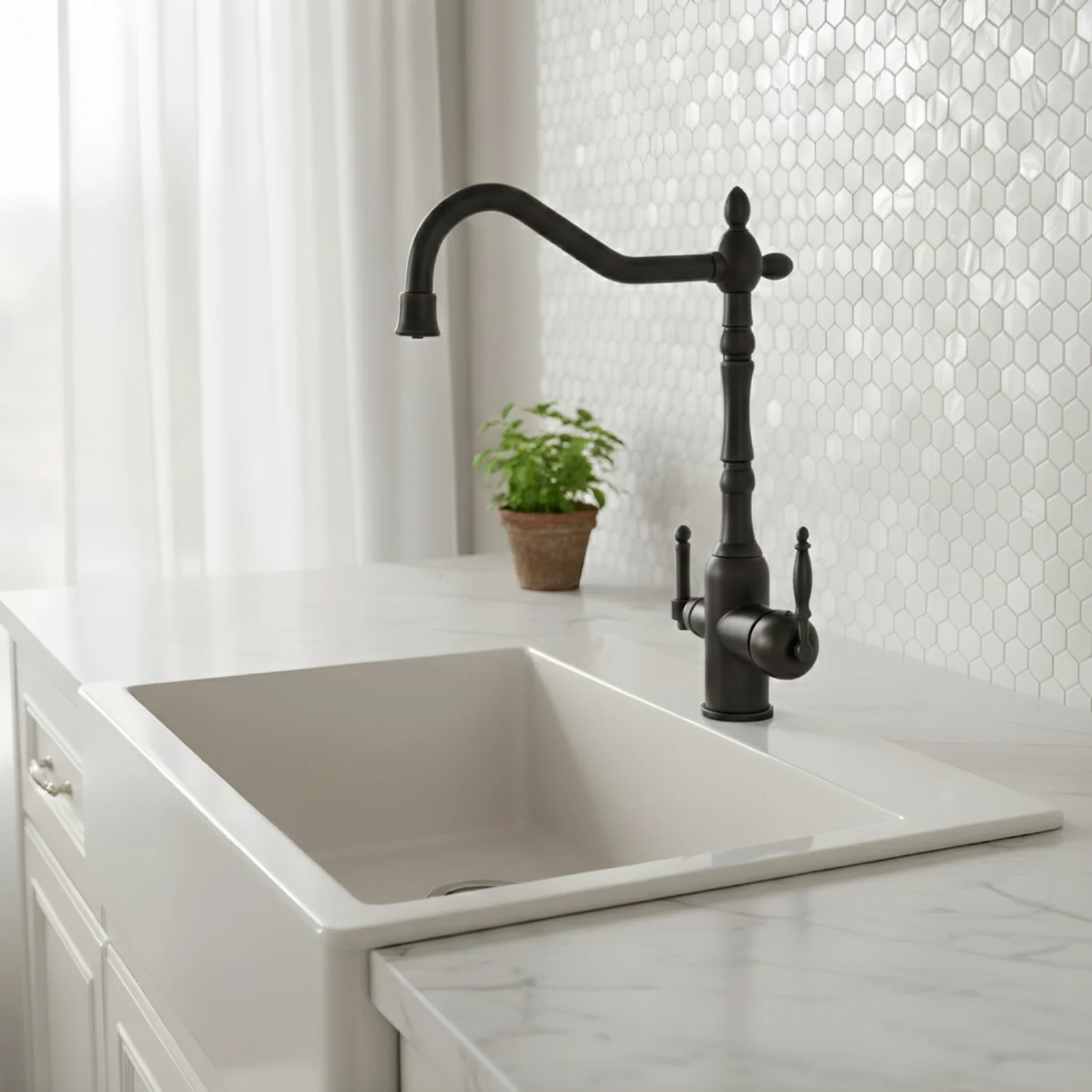 Arvik - 3-Way Kitchen Sink Faucet with Dual Handles and Pure Water Filter Spout With Hot and Cold Water Mixer - Image 10