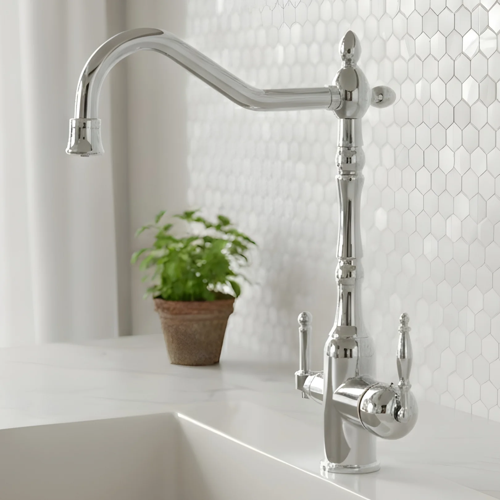 Arvik - 3-Way Kitchen Sink Faucet with Dual Handles and Pure Water Filter Spout With Hot and Cold Water Mixer - Image 4