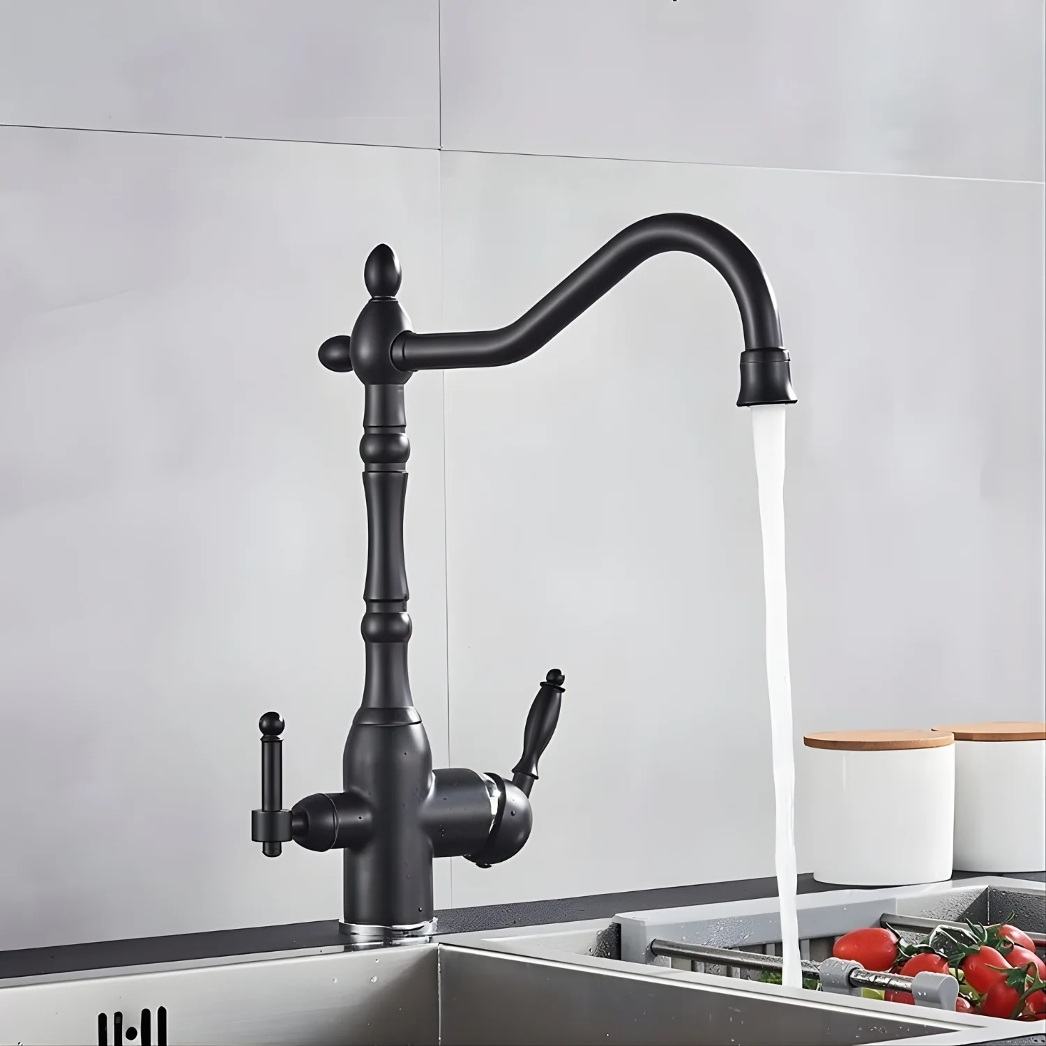 Arvik - 3-Way Kitchen Sink Faucet with Dual Handles and Pure Water Filter Spout With Hot and Cold Water Mixer - Image 6