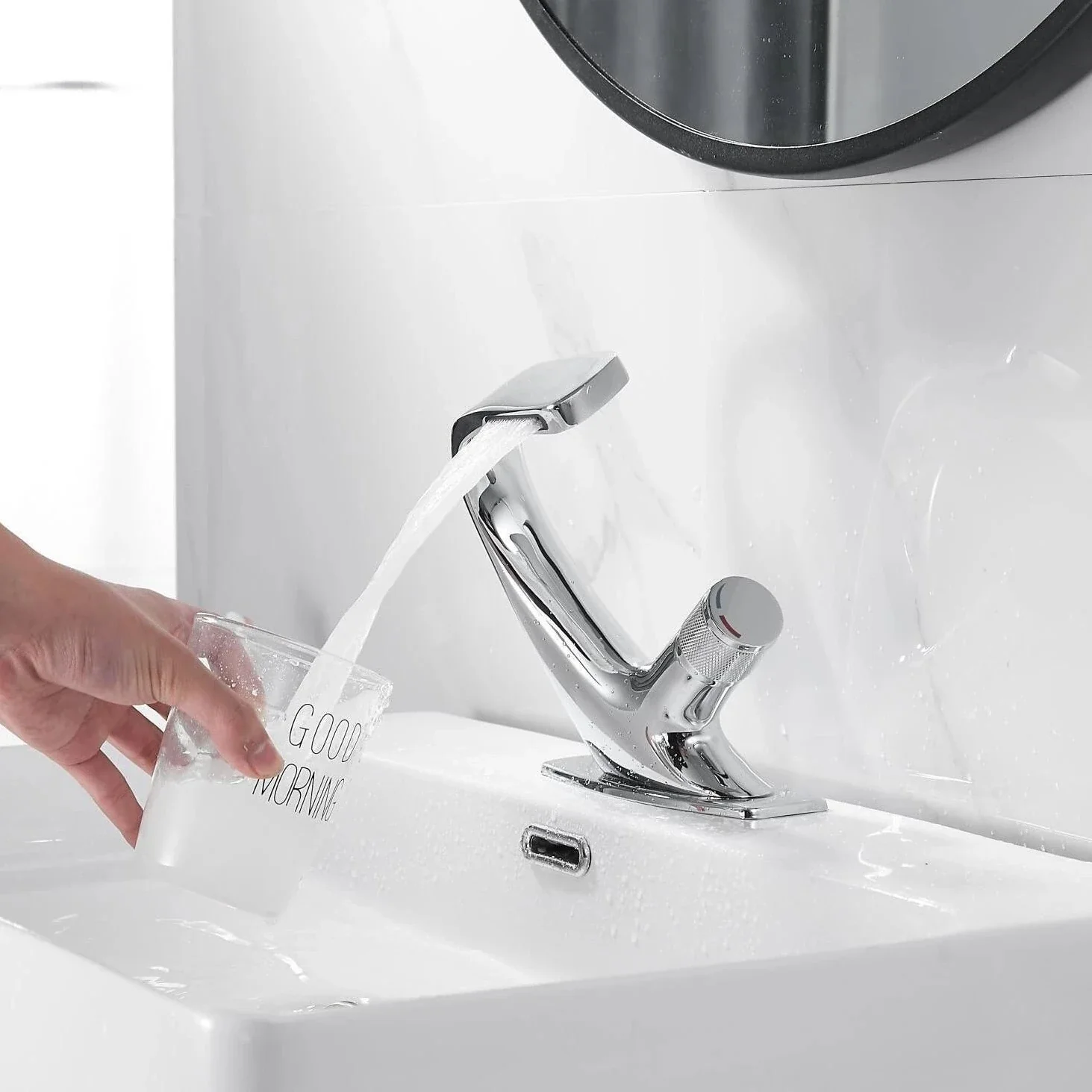 Bodo - Modern Waterfall Basin Bathroom Sink Faucet Single Handle Single Hole - Image 14