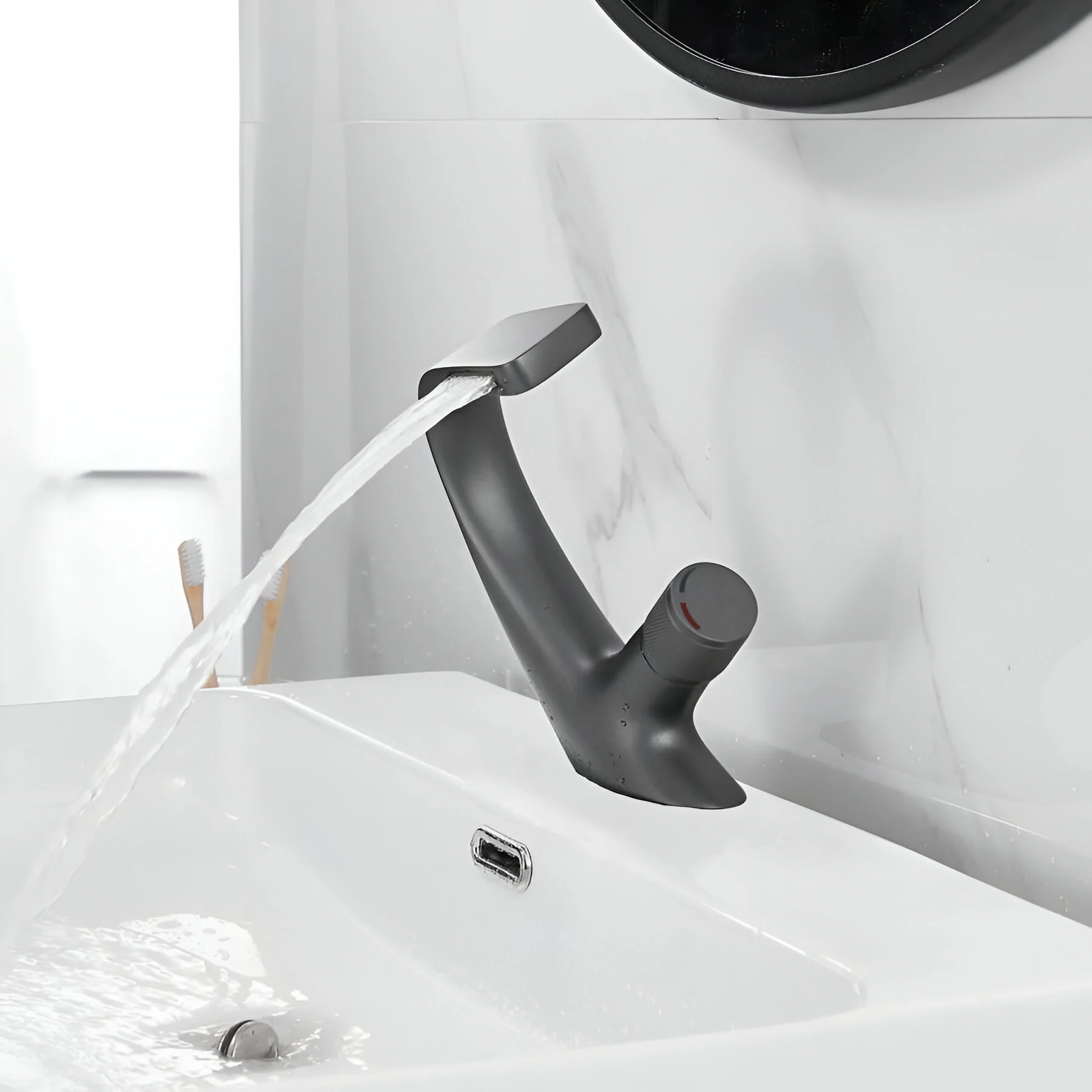 Bodo - Modern Waterfall Basin Bathroom Sink Faucet Single Handle Single Hole - Image 21