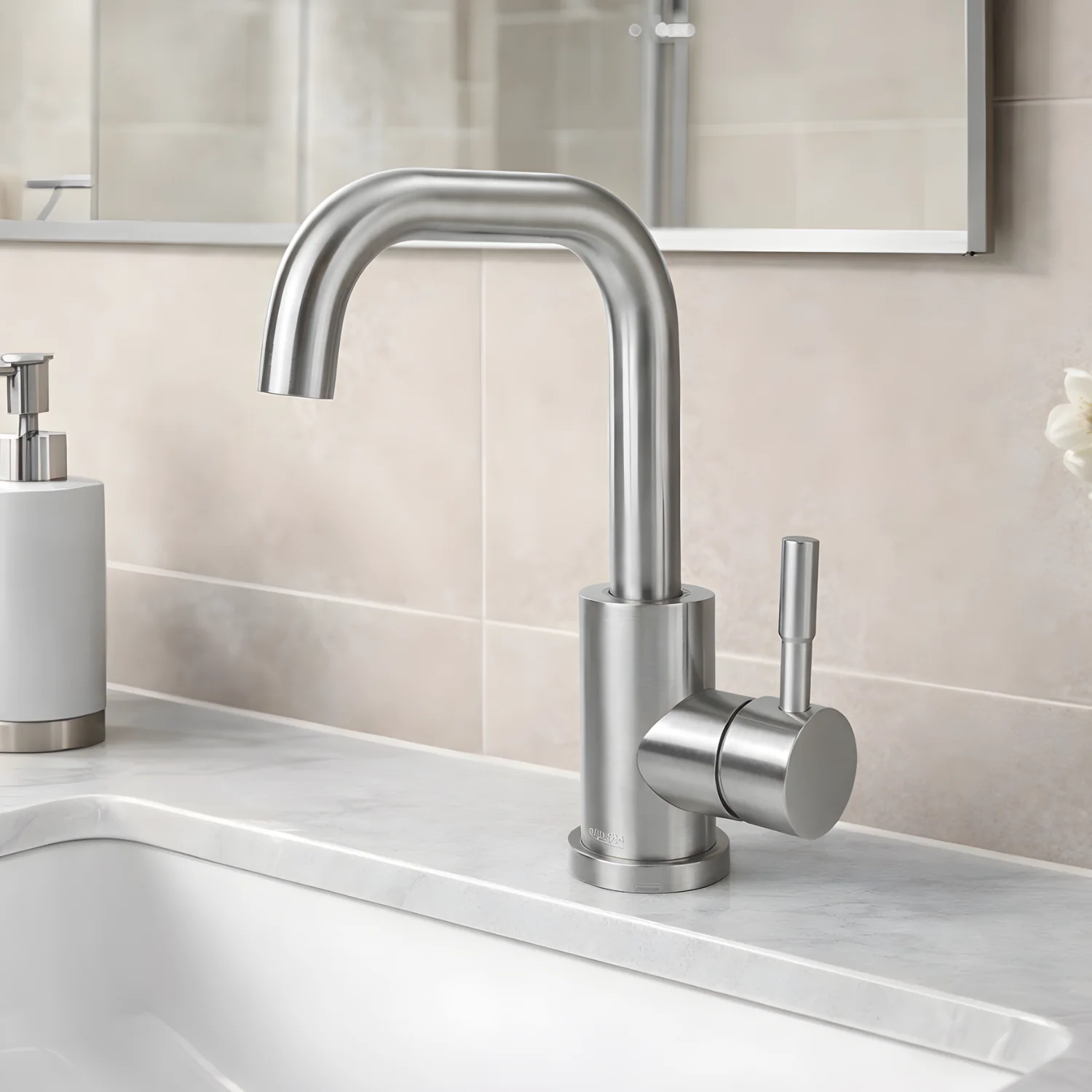 Copenhagen - Stainless Steel Bathroom Basin Faucet – Hot & Cold Mixer, 360° Rotating Single Handle Sink Tap - Image 8
