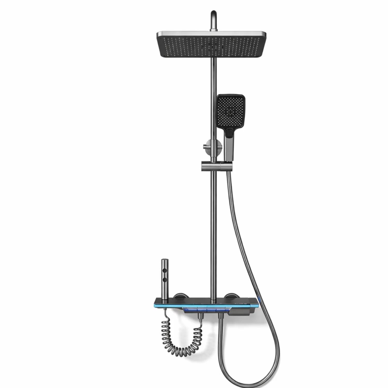 Dalarna - Smart Shower System with Lights, Tempered Glass Piano Key Controls, Digital Temperature Display (°C) Thermostatic Mixer Full Set - Image 13