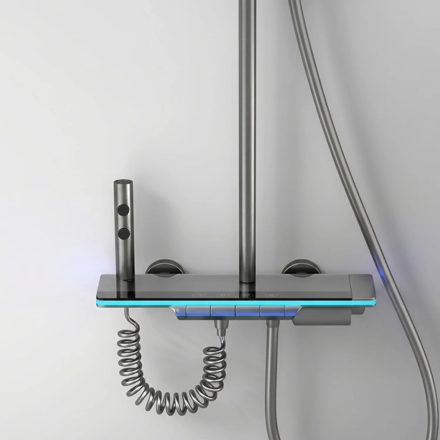 Dalarna - Smart Shower System with Lights, Tempered Glass Piano Key Controls, Digital Temperature Display (°C) Thermostatic Mixer Full Set - Image 15