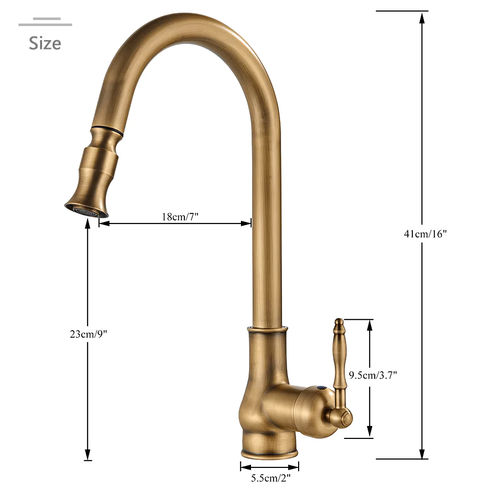 Dintel - Antique Brass Pull-Down Kitchen Faucet - Image 11