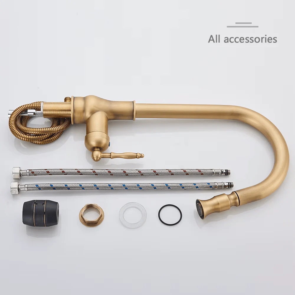 Dintel - Antique Brass Pull-Down Kitchen Faucet - Image 12