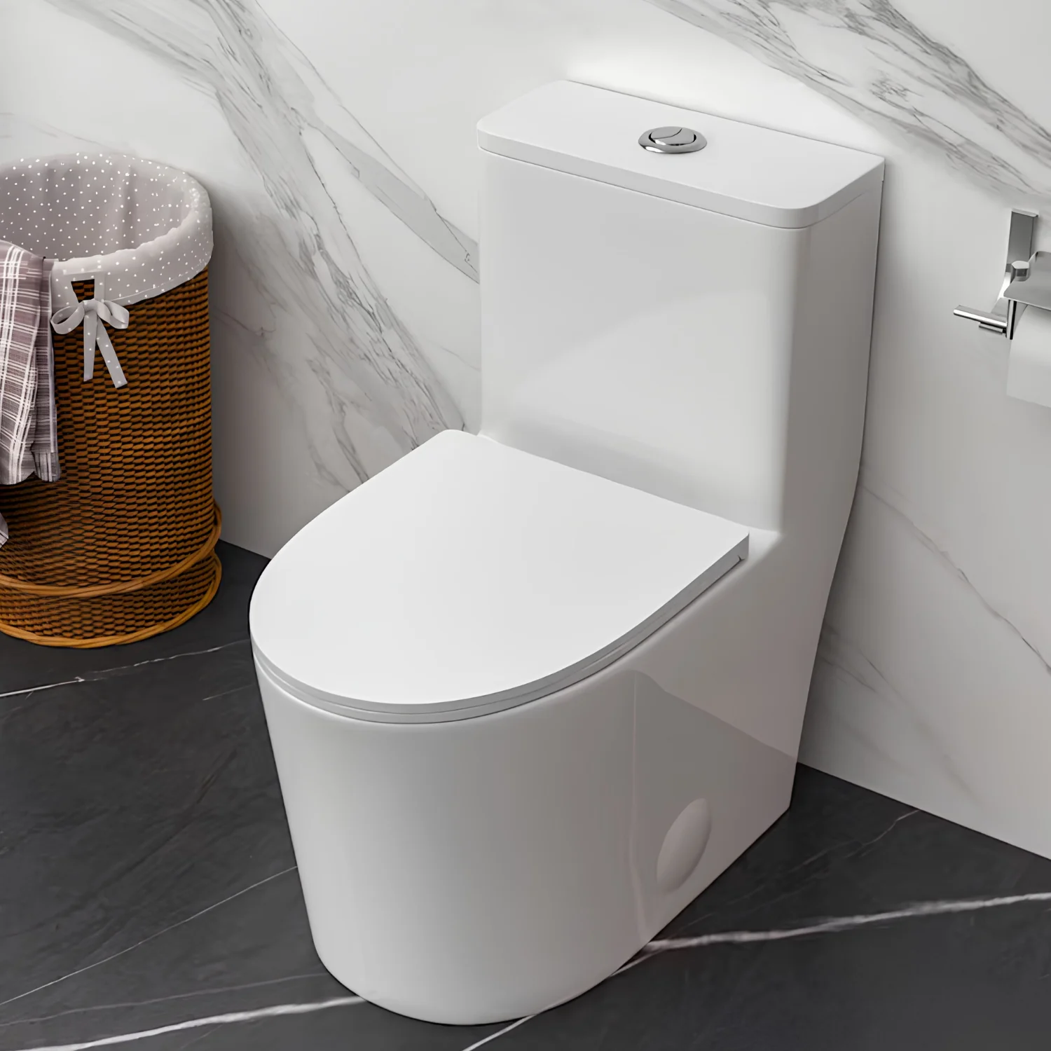 Esbjerg - One Piece Elongated Elongated Ceramic Bowl with Soft-Close Seat & Concealed Tank - Image 3