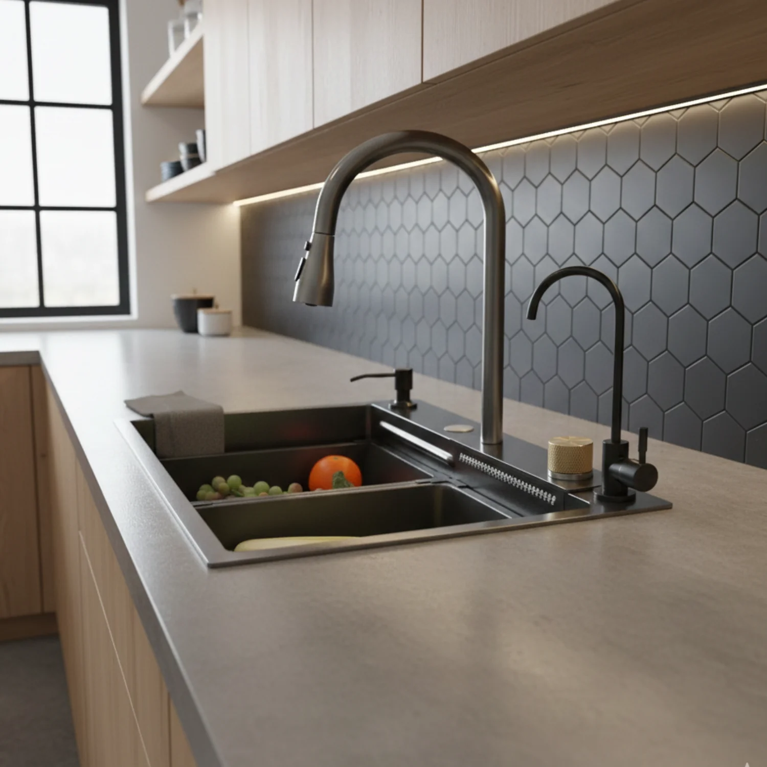 Falehaure - Multifunctional Kitchen Sink System with Integrated Faucet - Image 8