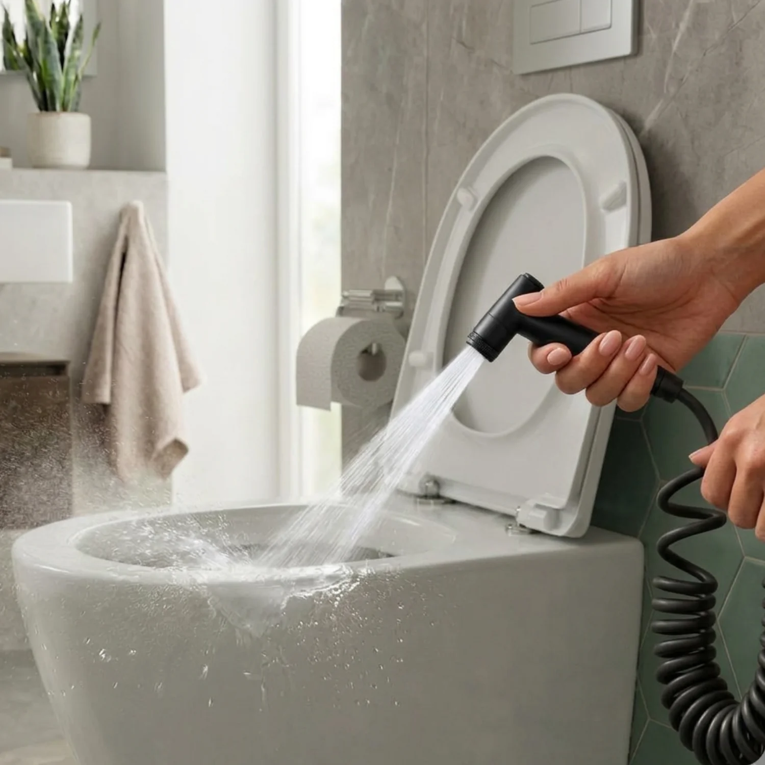 Glomma  - Stainless Steel Bidet Spray Gun Set – Handheld Toilet Hygienic Shower with Double Outlet Angle Valve - Image 14