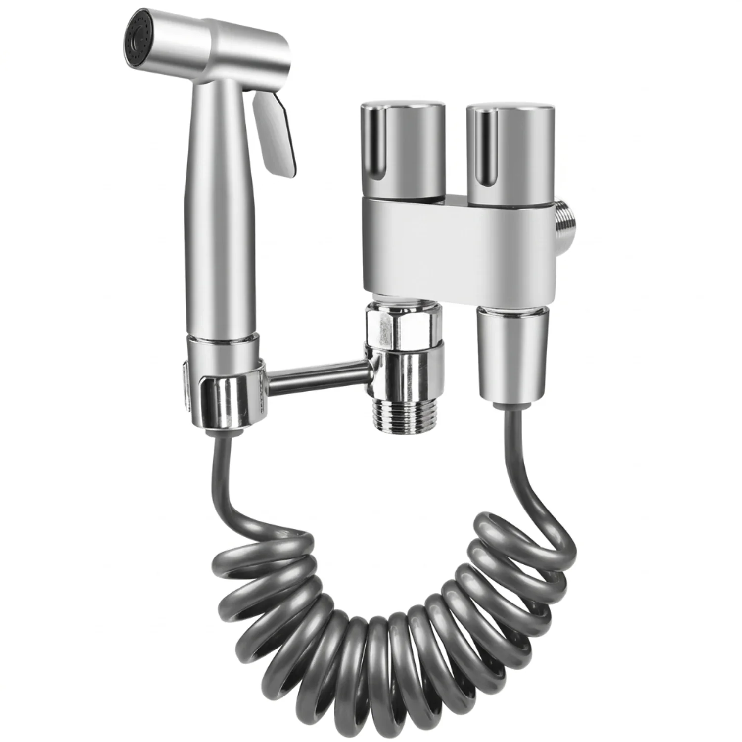 Glomma  - Stainless Steel Bidet Spray Gun Set – Handheld Toilet Hygienic Shower with Double Outlet Angle Valve - Image 6