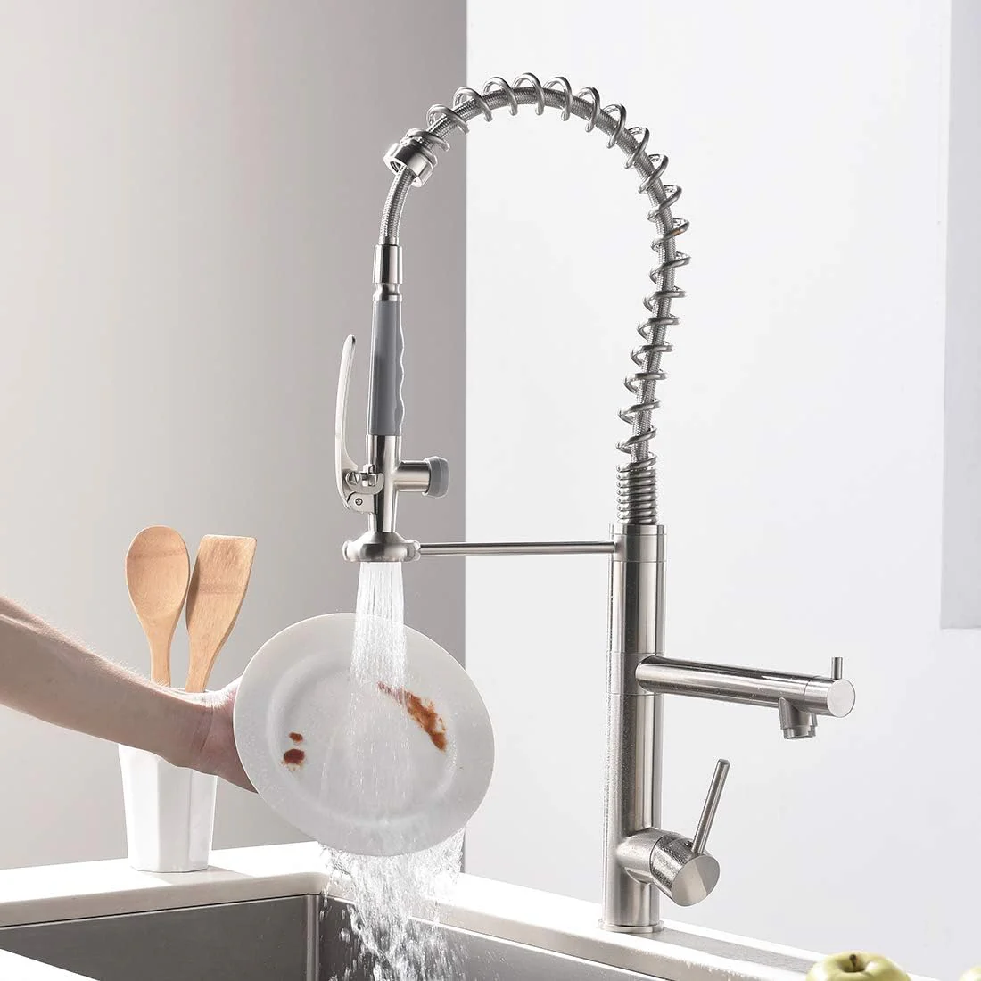 Gothenburg - Pull Down Spray Dual Handle Swivel Spout Kitchen Faucet - Image 3