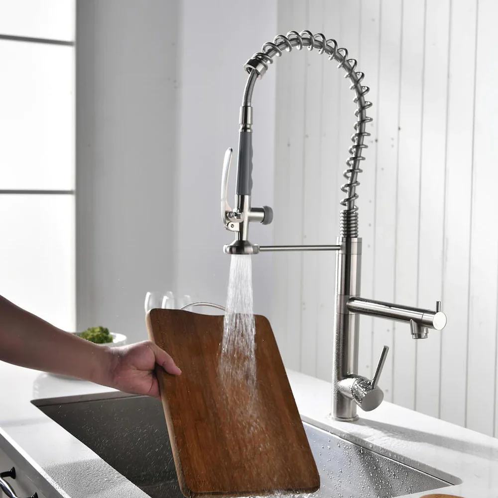 Gothenburg - Pull Down Spray Dual Handle Swivel Spout Kitchen Faucet - Image 4