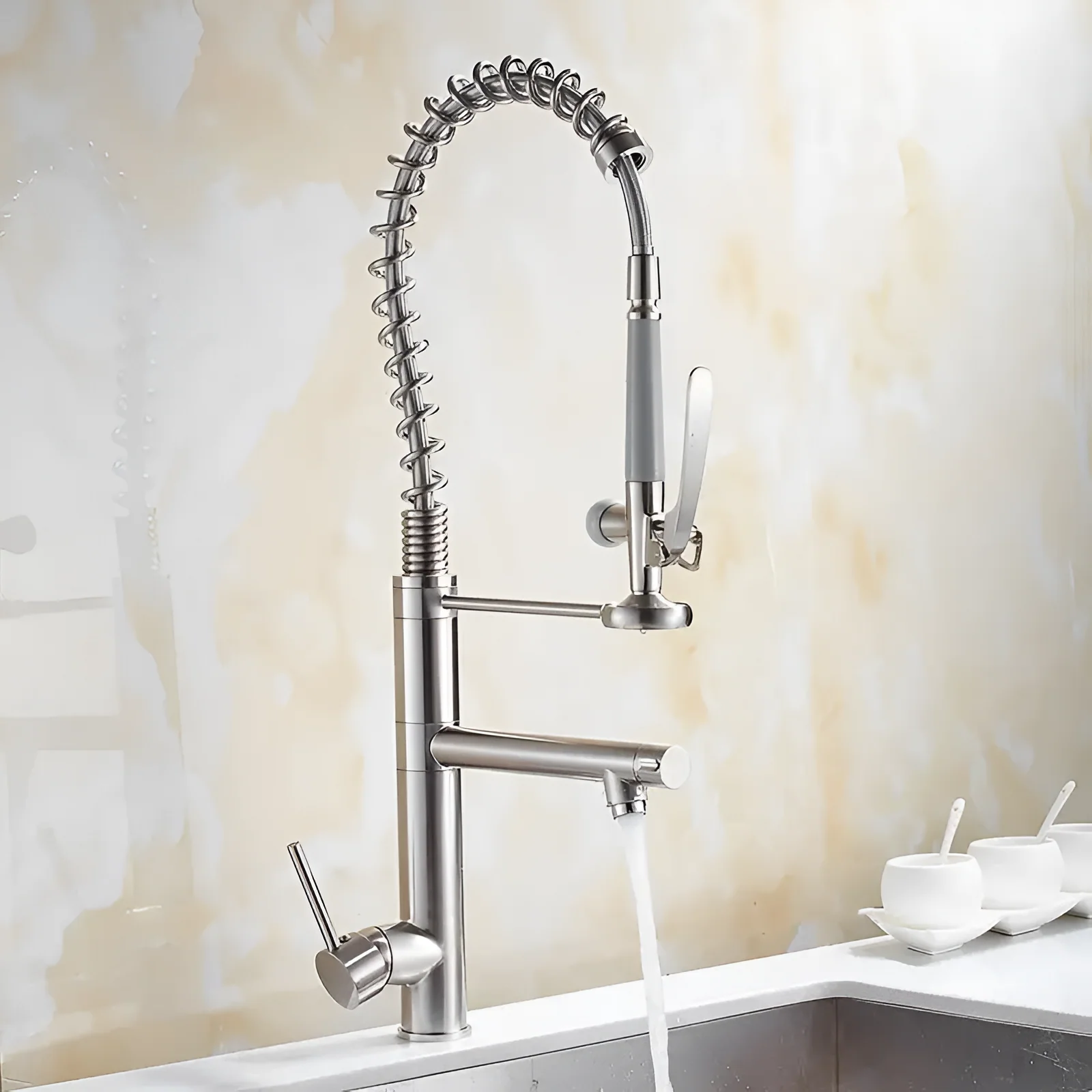 Gothenburg - Pull Down Spray Dual Handle Swivel Spout Kitchen Faucet - Image 5