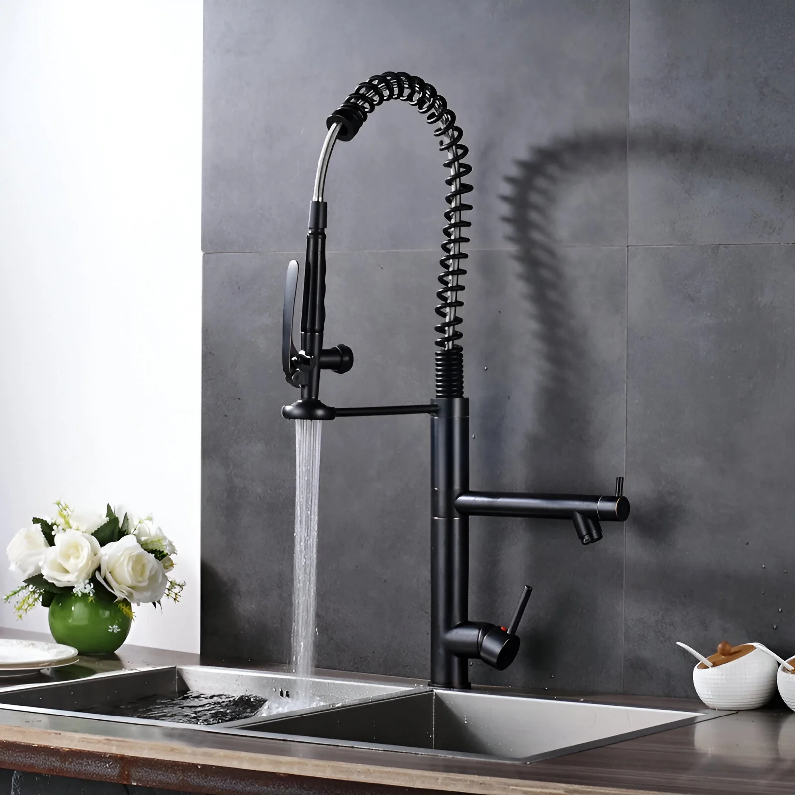 Gothenburg - Pull Down Spray Dual Handle Swivel Spout Kitchen Faucet - Image 9