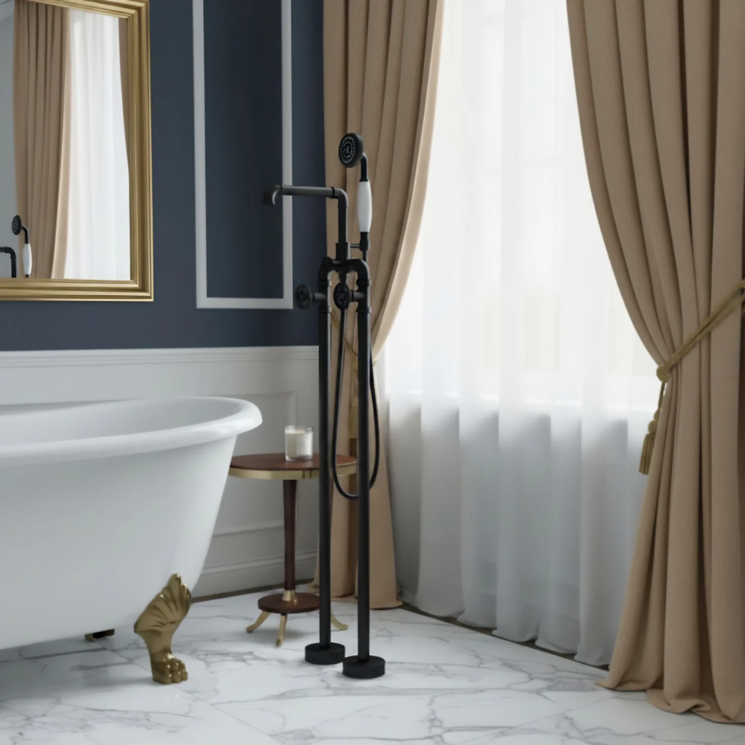 Hagen - Industrial Design Freestanding Black Tub Filler & Shower Kit for Bathtub - Image 11