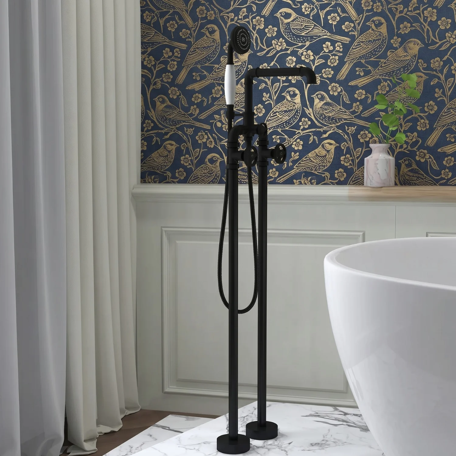 Hagen - Industrial Design Freestanding Black Tub Filler & Shower Kit for Bathtub - Image 6
