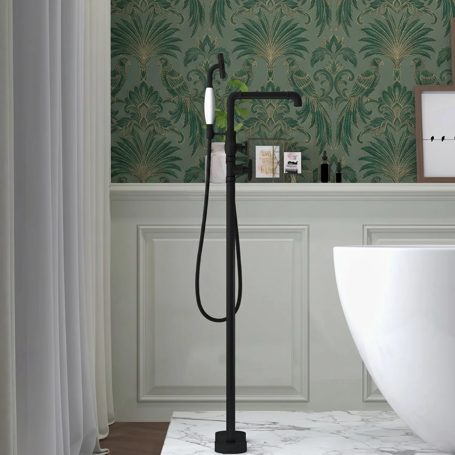 Hagen - Industrial Design Freestanding Black Tub Filler & Shower Kit for Bathtub - Image 7