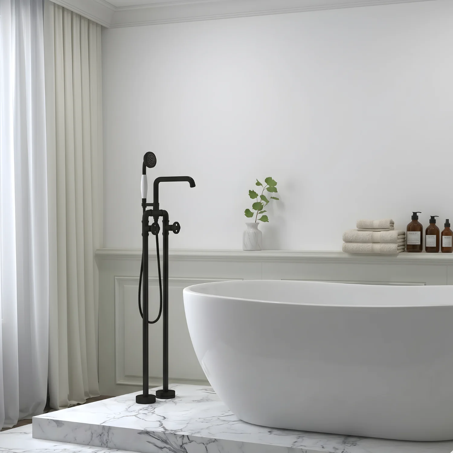Hagen - Industrial Design Freestanding Black Tub Filler & Shower Kit for Bathtub - Image 9