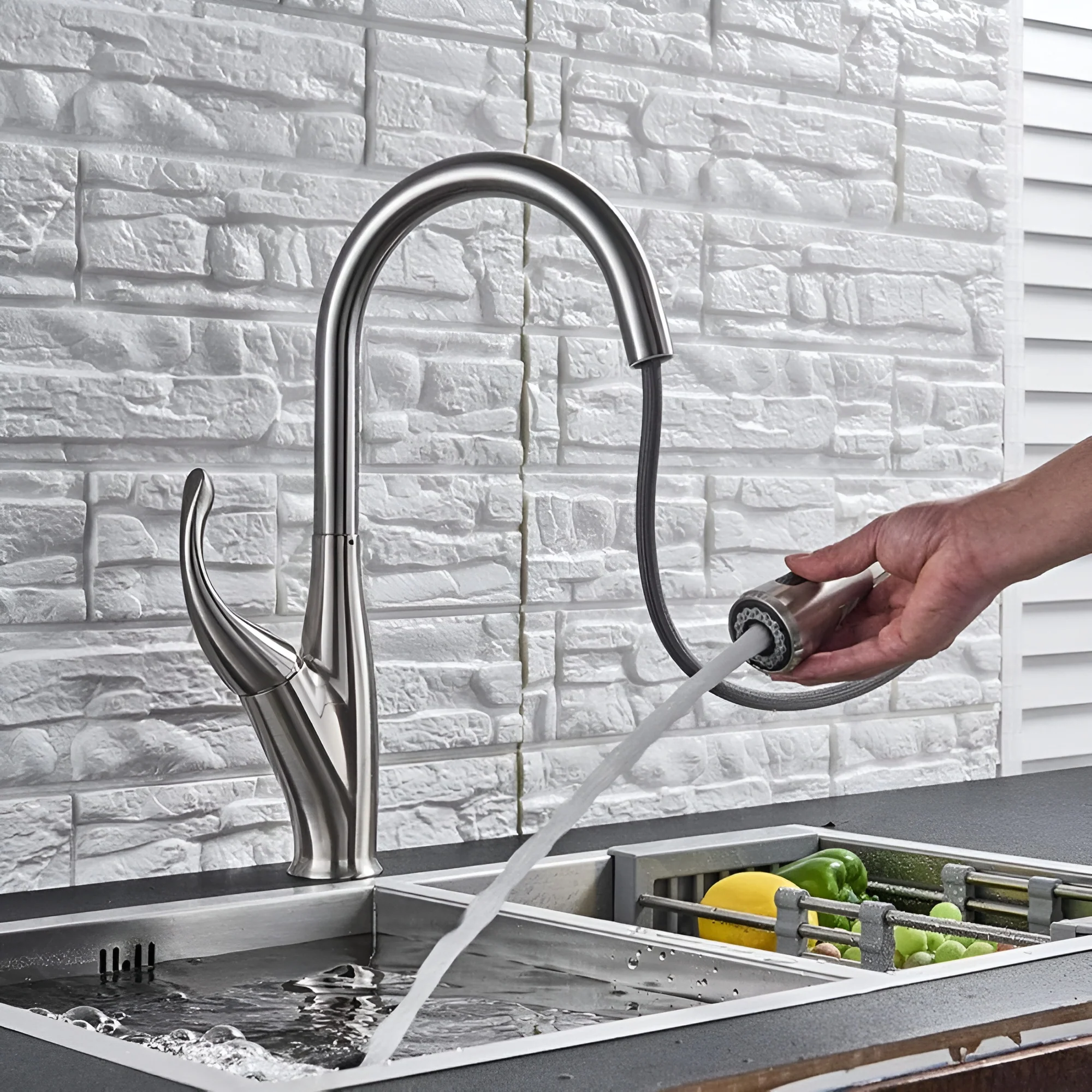 Halden - Deck Mounted Victorian Style Kitchen Faucet with Pull-Out Spout - Image 10