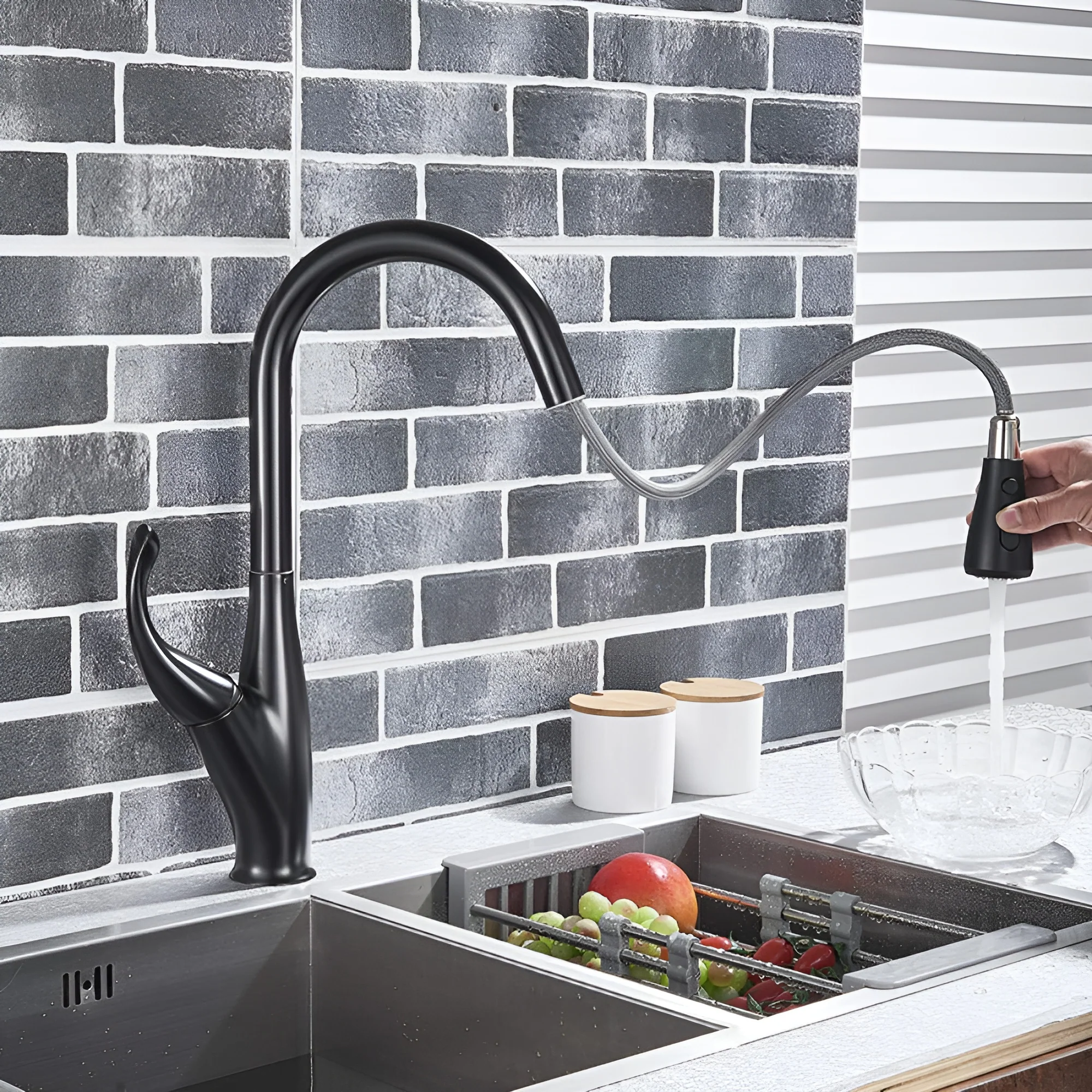Halden - Deck Mounted Victorian Style Kitchen Faucet with Pull-Out Spout - Image 6