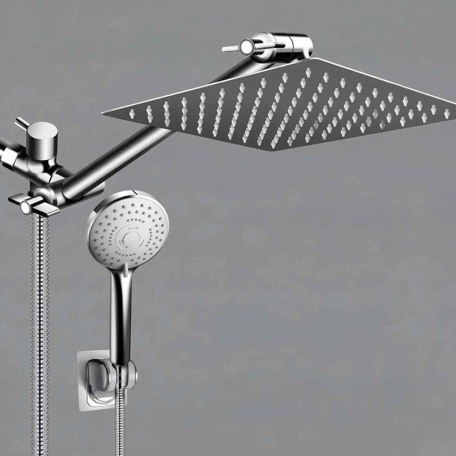 Halling - 8-12 Inch Square Rain Shower Head Combo High Pressure with Handheld Shower Spray & Extension Arm - Image 11