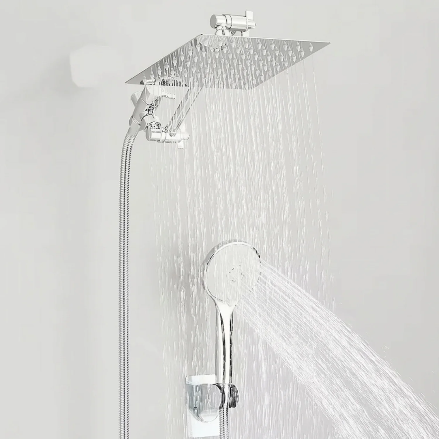 Halling - 8-12 Inch Square Rain Shower Head Combo High Pressure with Handheld Shower Spray & Extension Arm - Image 4