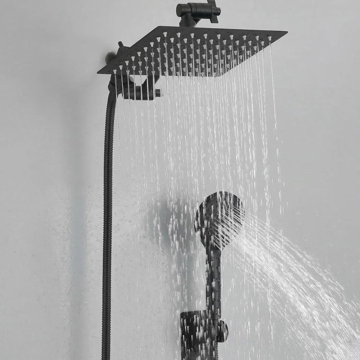 Halling - 8-12 Inch Square Rain Shower Head Combo High Pressure with Handheld Shower Spray & Extension Arm - Image 8