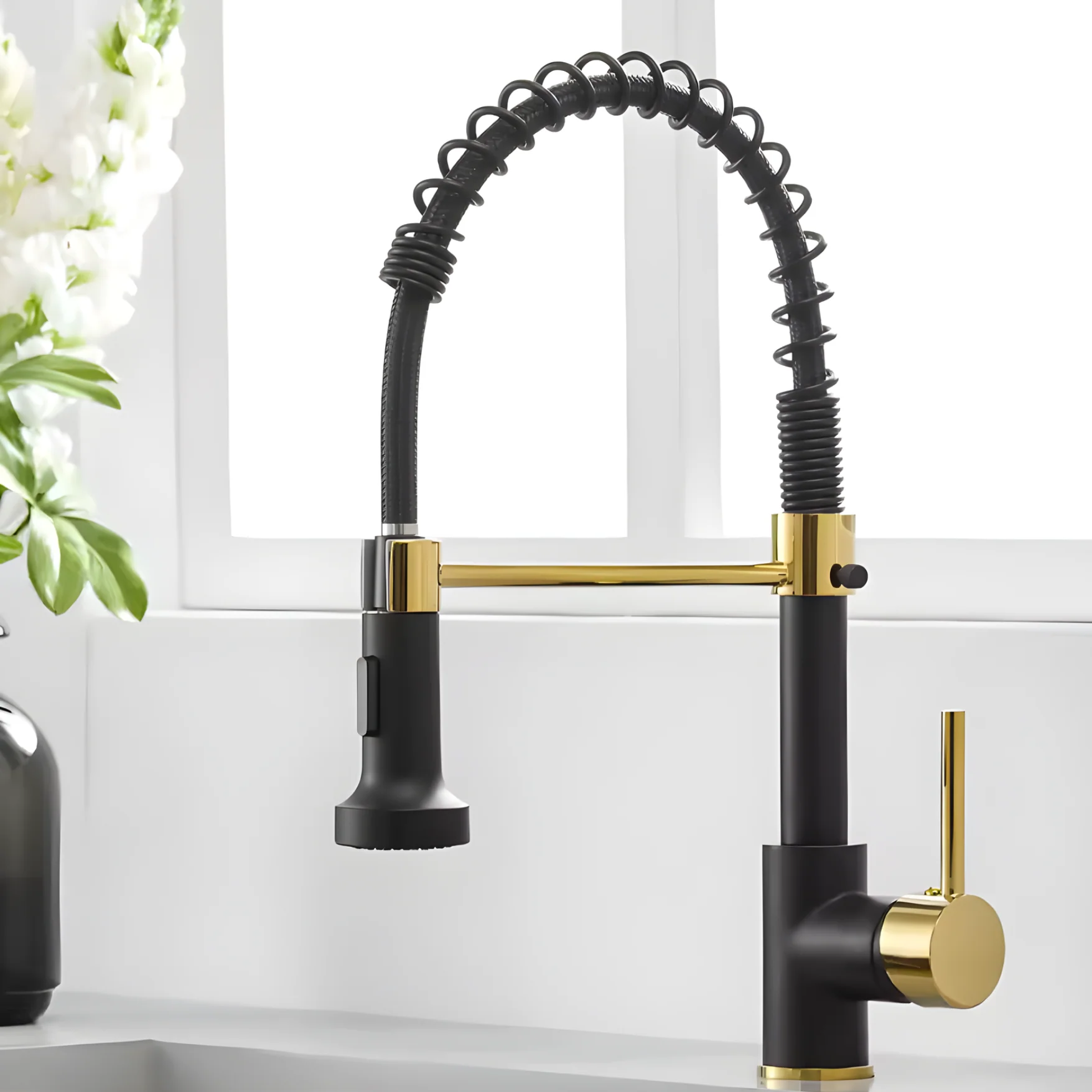Halmstad - Single Hole Pre-Rinse Pull-Down Sprayer Spring Spout Kitchen Faucet - Image 14