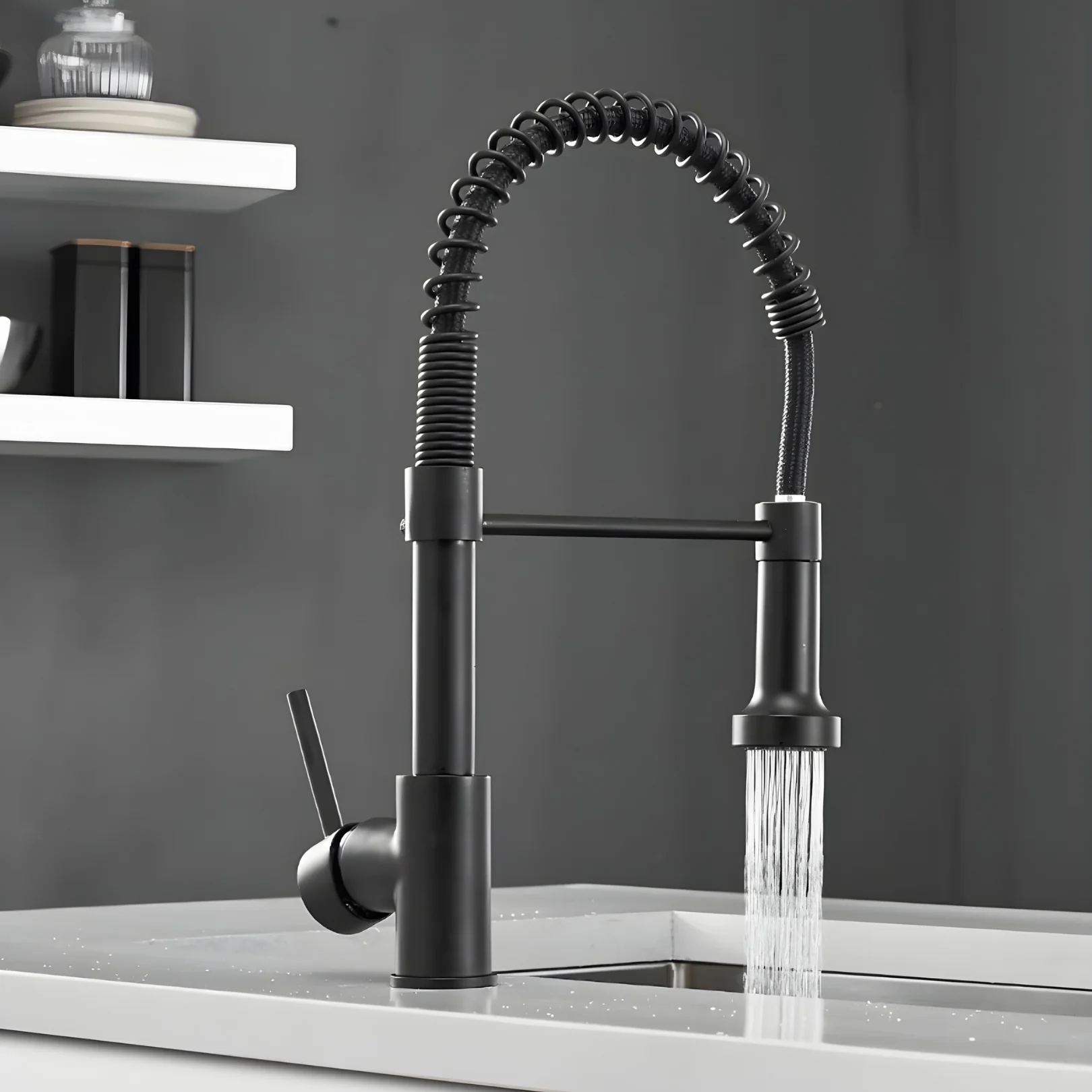 Halmstad - Single Hole Pre-Rinse Pull-Down Sprayer Spring Spout Kitchen Faucet - Image 17