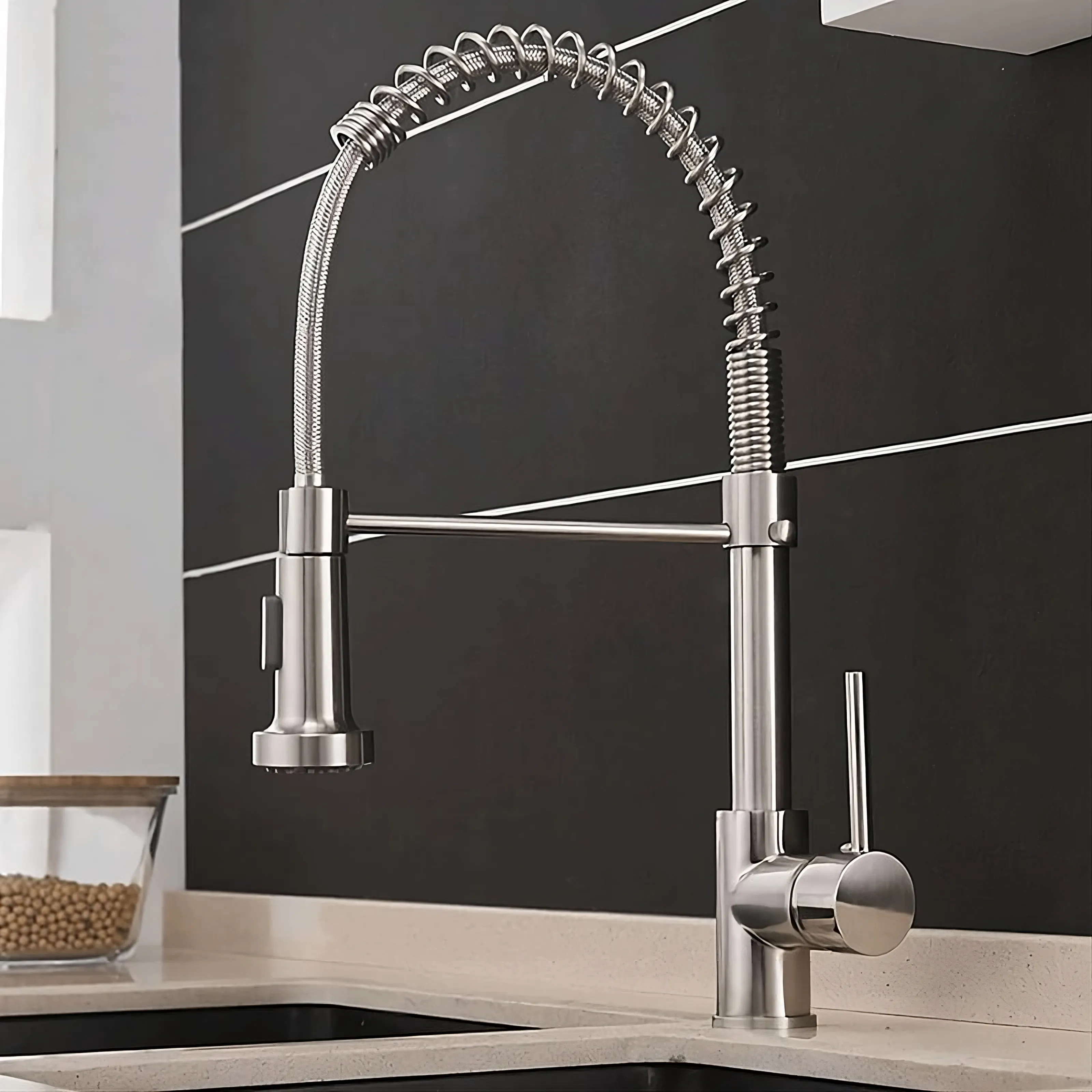 Halmstad - Single Hole Pre-Rinse Pull-Down Sprayer Spring Spout Kitchen Faucet - Image 8