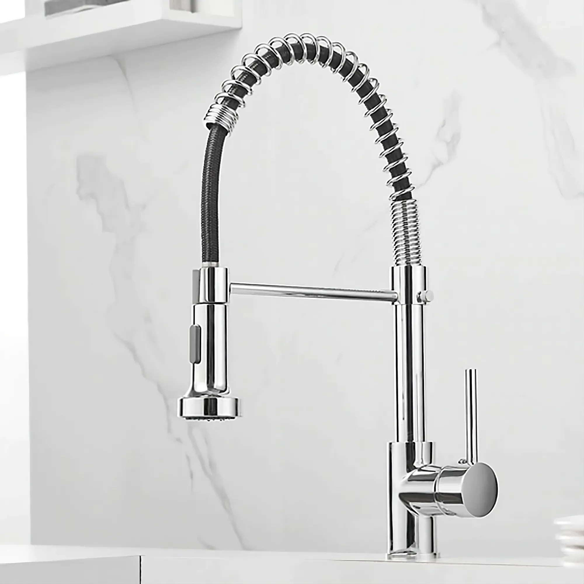 Halmstad - Single Hole Pre-Rinse Pull-Down Sprayer Spring Spout Kitchen Faucet - Image 9