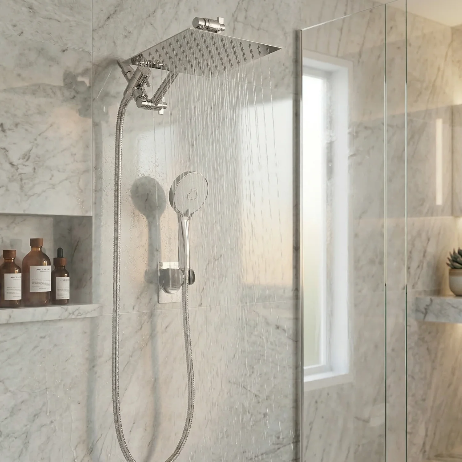 Halti - Shower Head Combo 8-12 Inch High Pressure Rain Shower Head with Adjustable Extension Arm With 3-way Handheld Shower Spray - Image 3