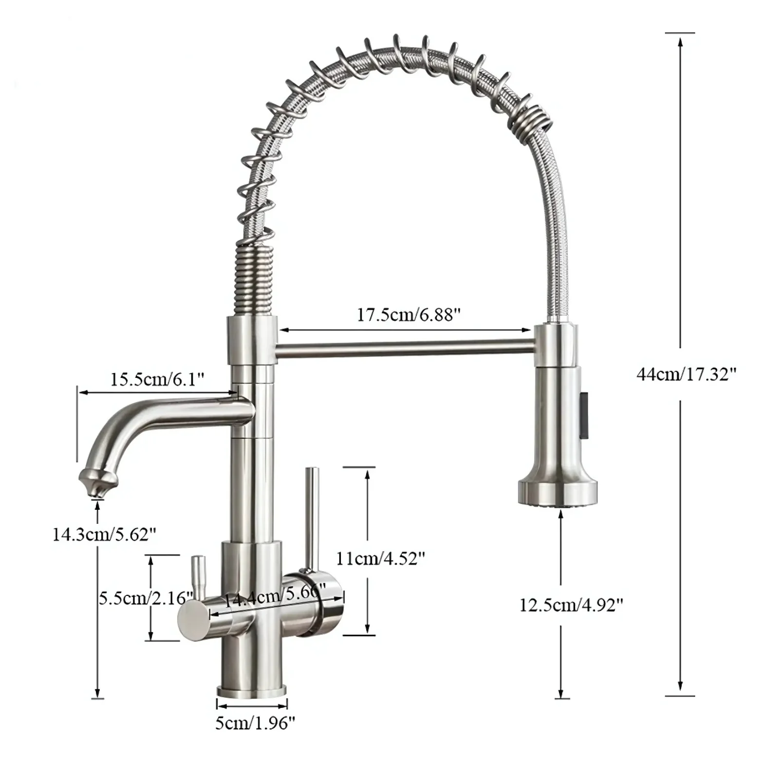 Harlingen - Three-Way Kitchen Faucet with Filter Tap Reverse Osmosis Compatible and Pull-Down Spout - Image 11