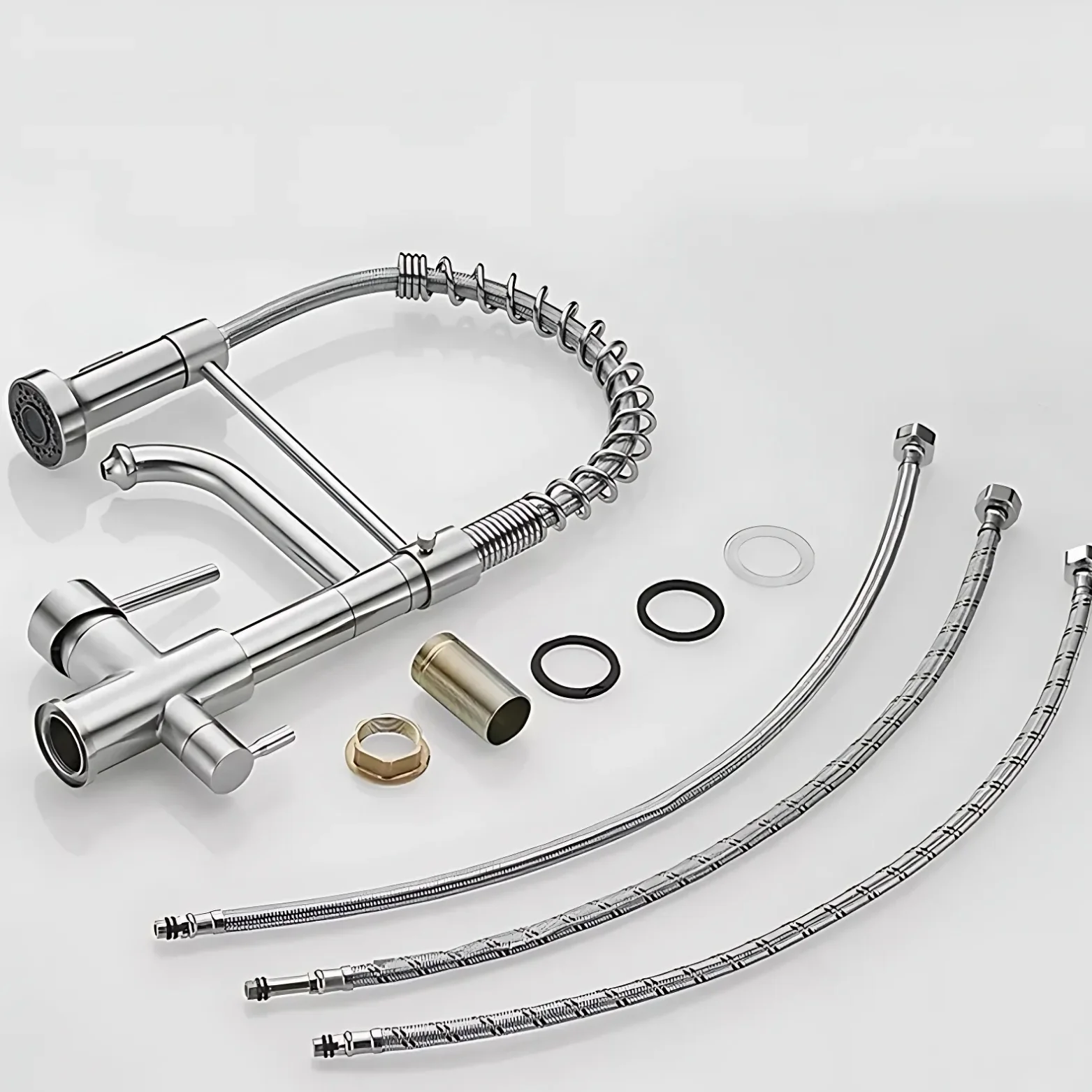 Harlingen - Three-Way Kitchen Faucet with Filter Tap Reverse Osmosis Compatible and Pull-Down Spout - Image 12