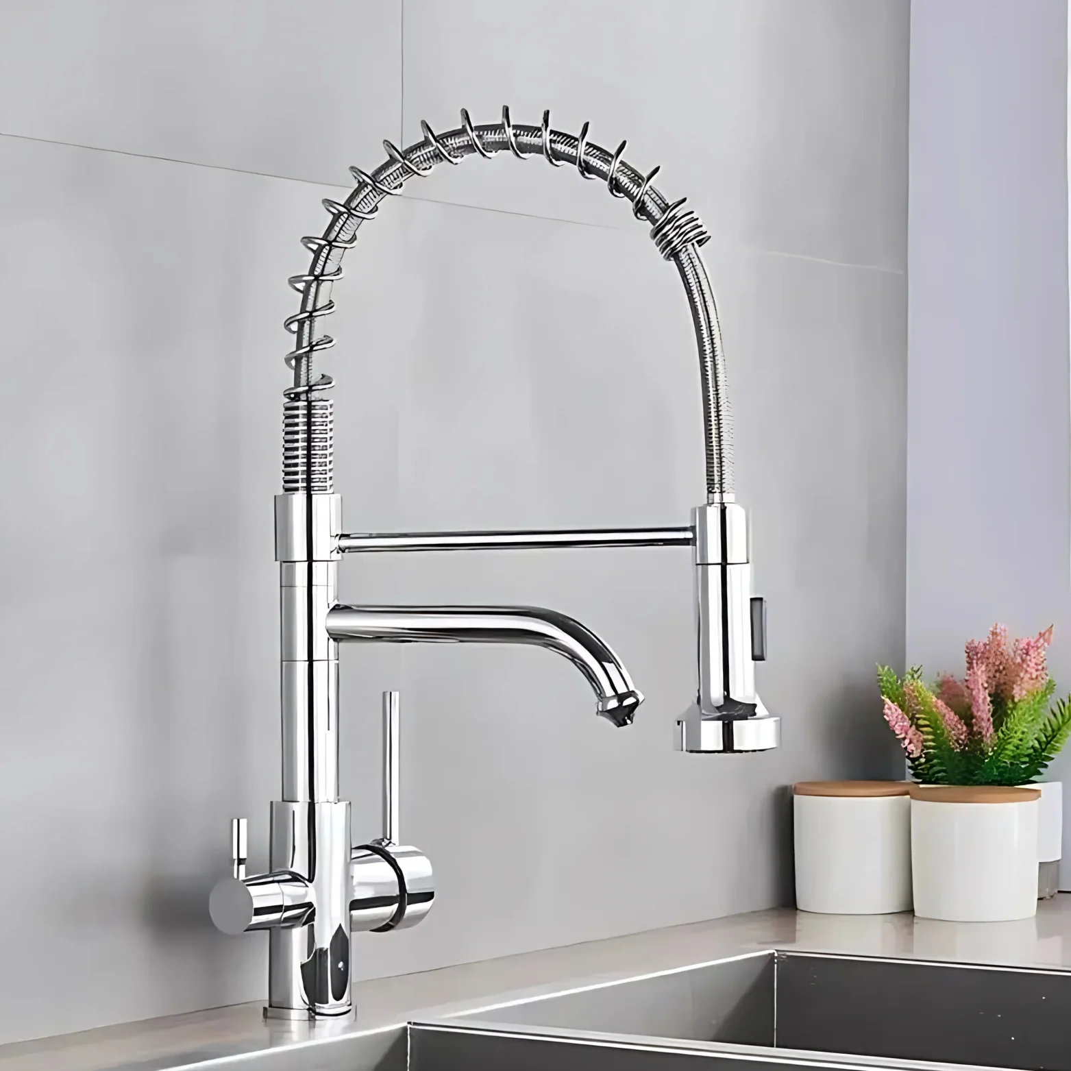 Harlingen - Three-Way Kitchen Faucet with Filter Tap Reverse Osmosis Compatible and Pull-Down Spout - Image 3