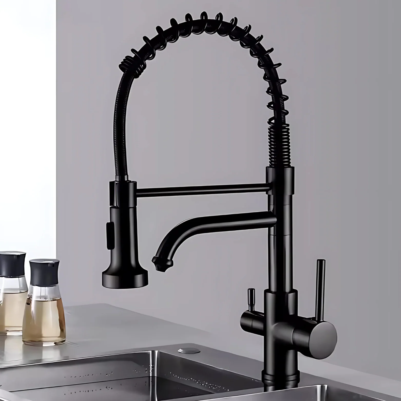 Harlingen - Three-Way Kitchen Faucet with Filter Tap Reverse Osmosis Compatible and Pull-Down Spout - Image 7