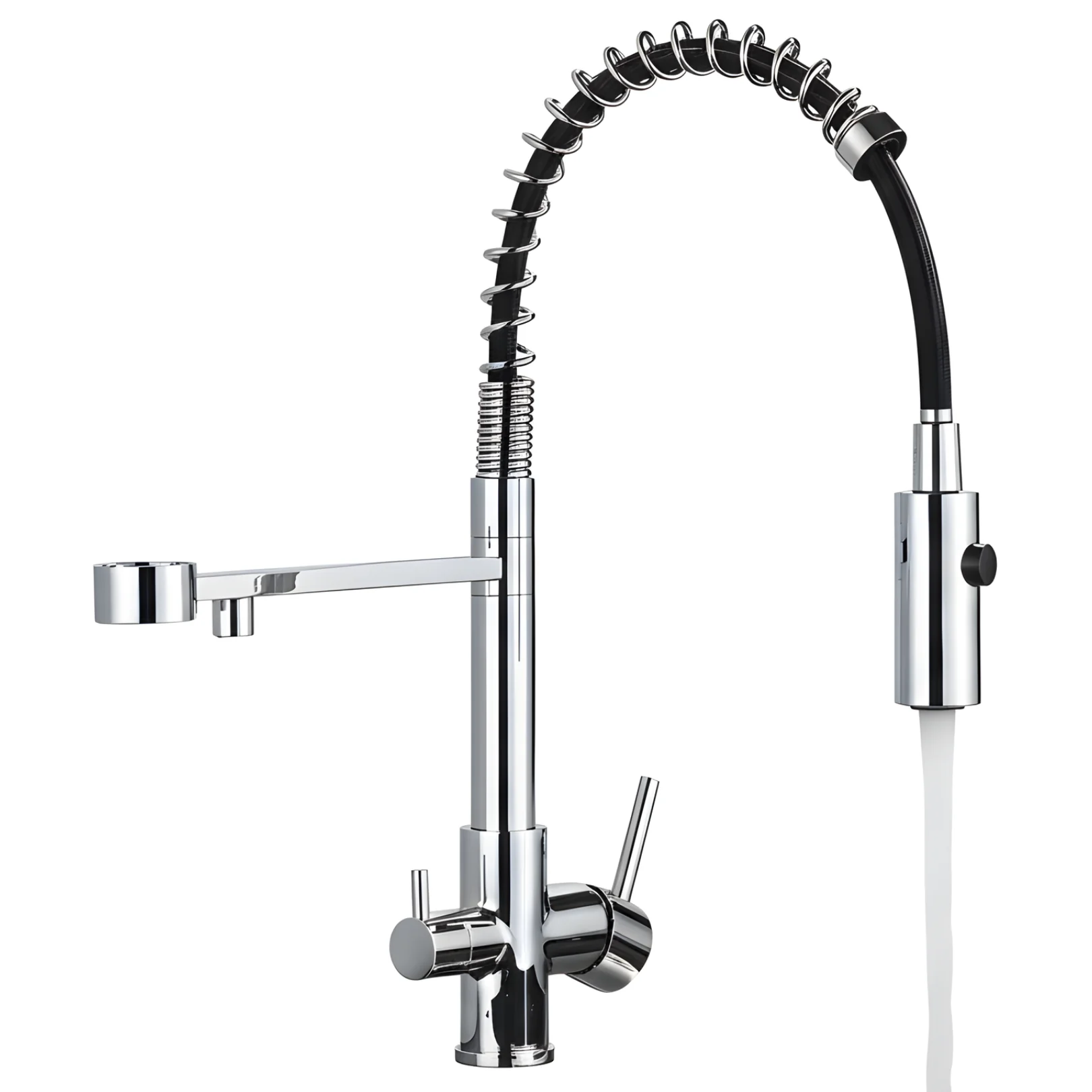 Husavik - Three-Way Kitchen Faucet with Filter Tap Reverse Osmosis Compatible and Pull-Down Spout - Image 12