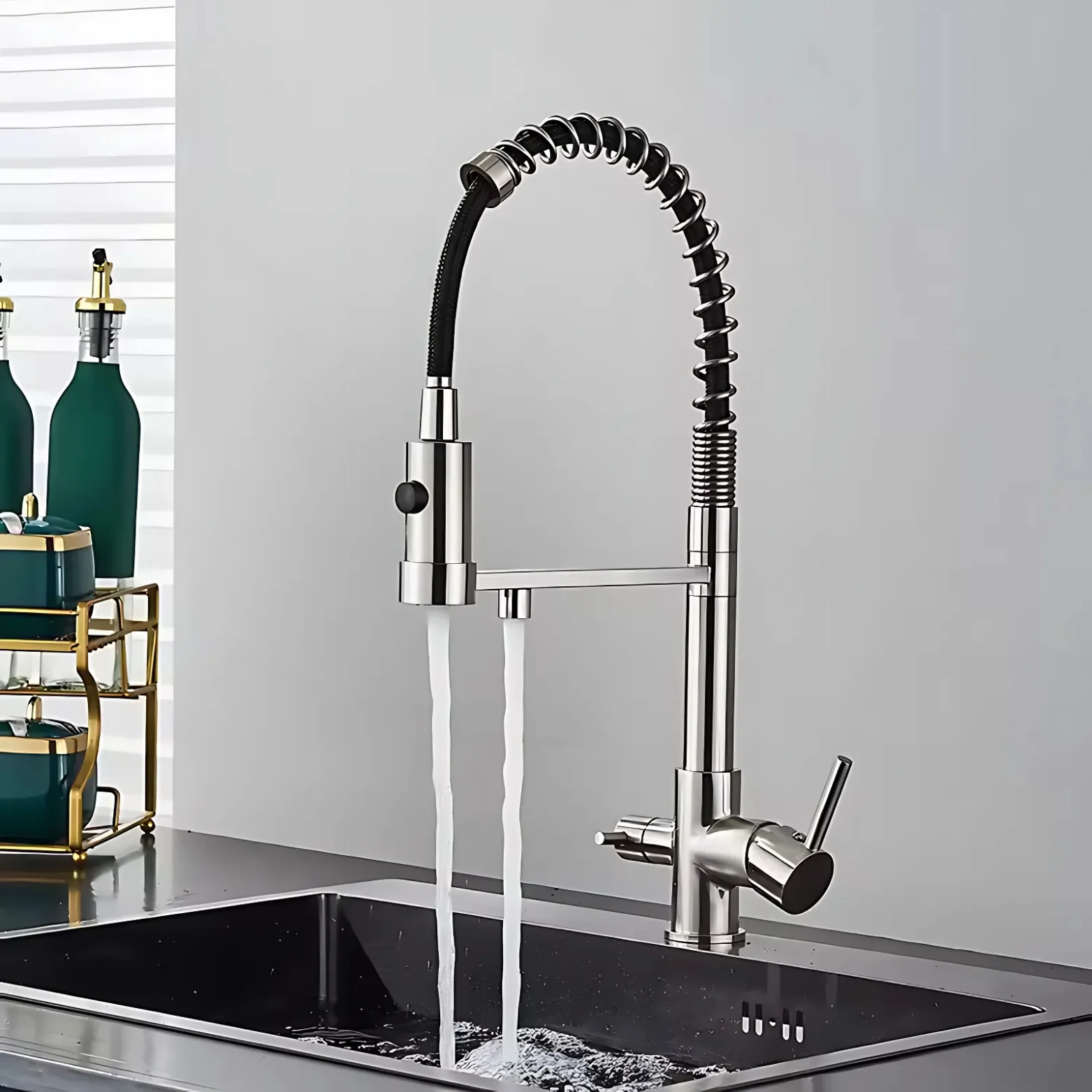 Husavik - Three-Way Kitchen Faucet with Filter Tap Reverse Osmosis Compatible and Pull-Down Spout - Image 9
