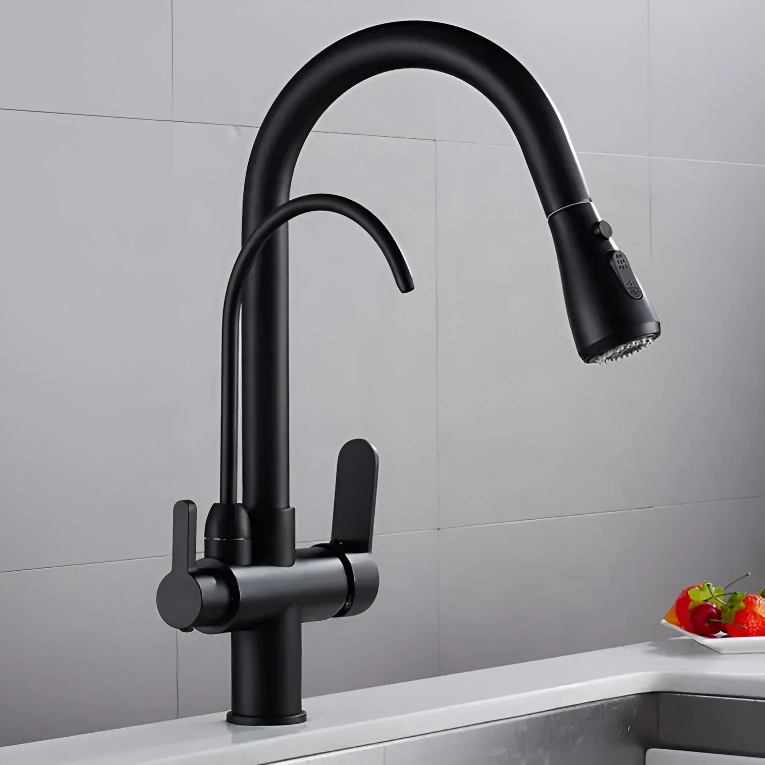 Karlstad - Three-Way Kitchen Faucet with Filter Tap & Pull-Down Spout for Kitchen Sink - Image 11
