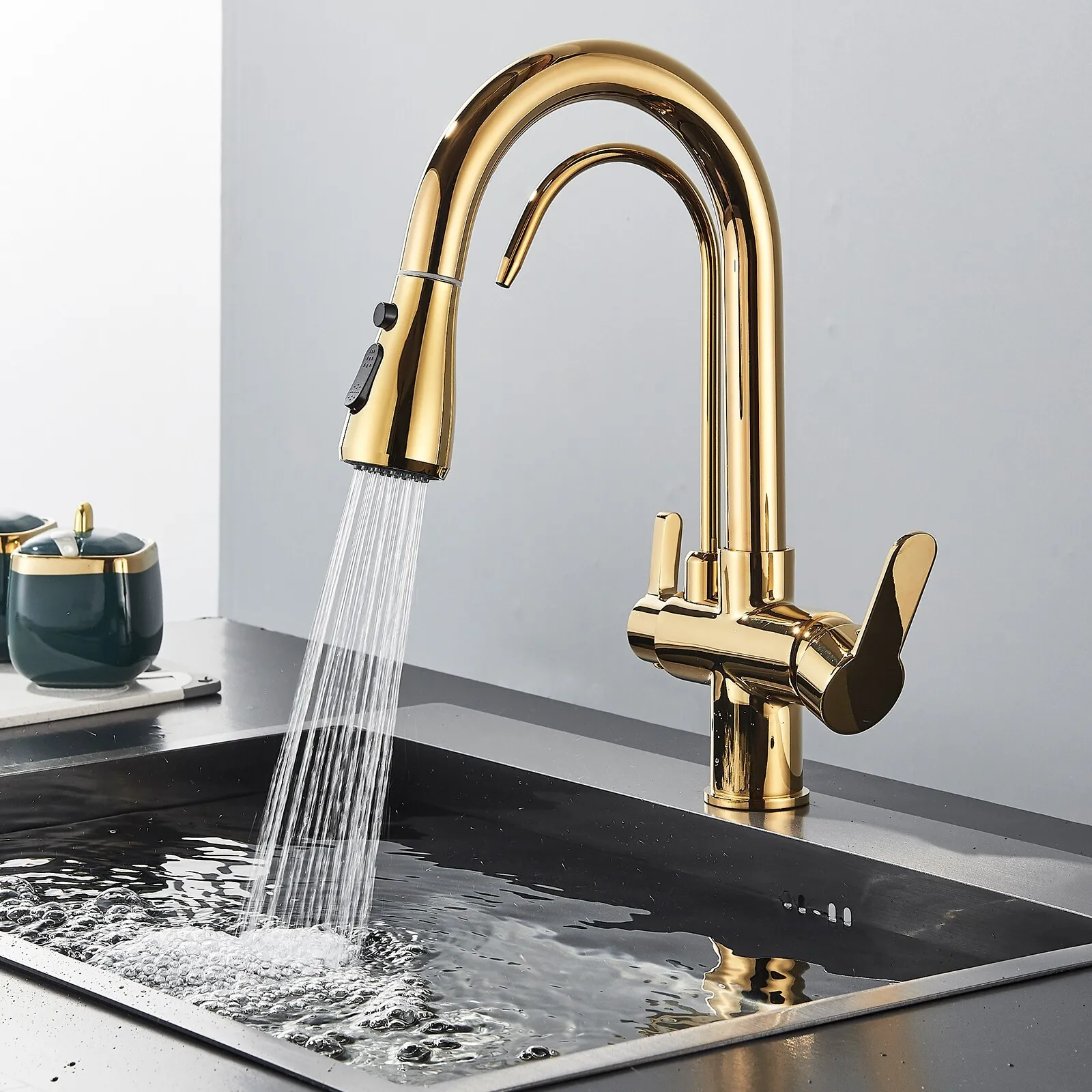 Karlstad - Three-Way Kitchen Faucet with Filter Tap & Pull-Down Spout for Kitchen Sink - Image 15