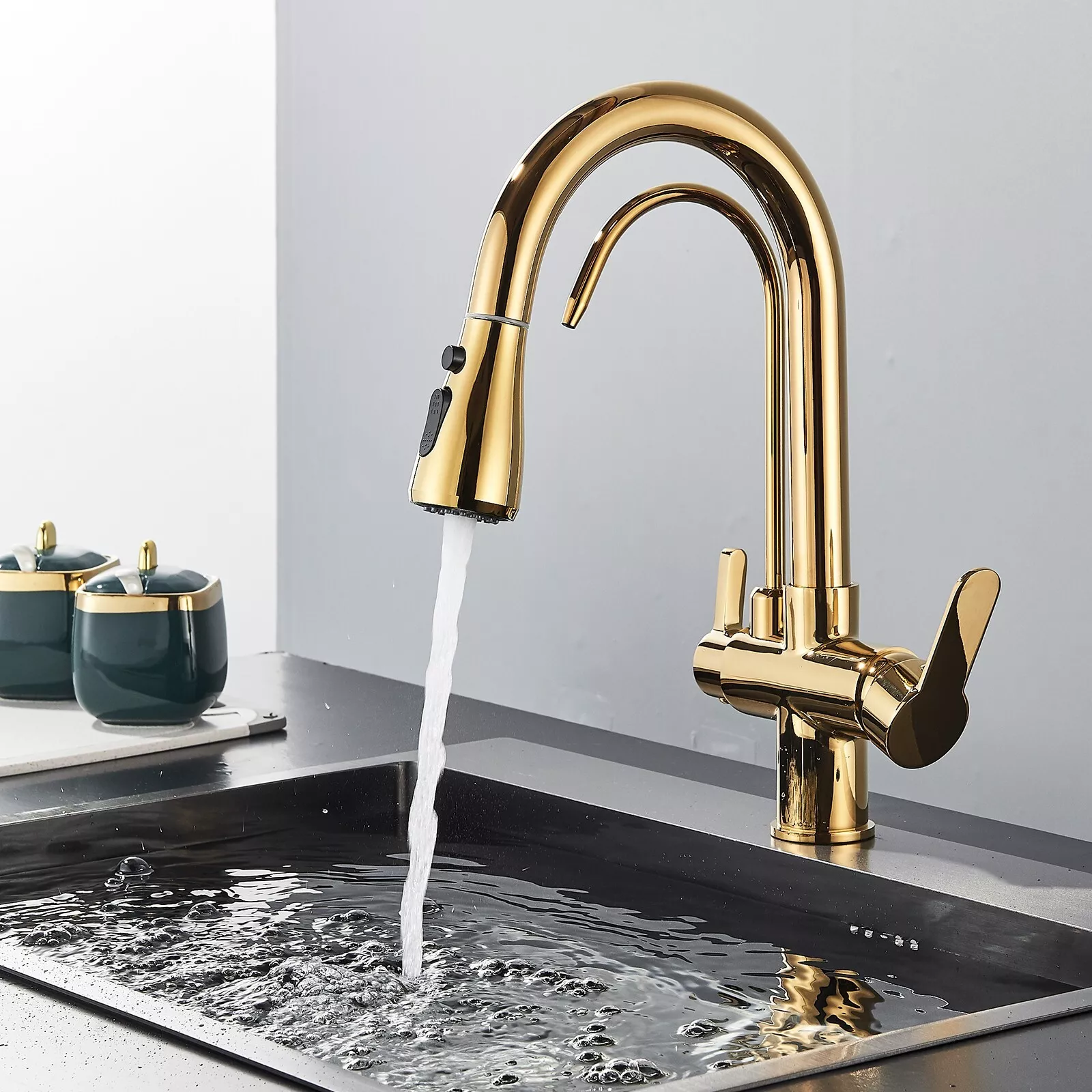 Karlstad - Three-Way Kitchen Faucet with Filter Tap & Pull-Down Spout for Kitchen Sink - Image 16