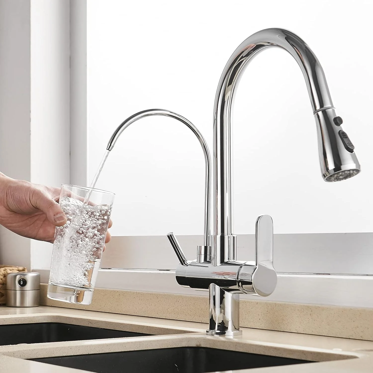 Karlstad - Three-Way Kitchen Faucet with Filter Tap & Pull-Down Spout for Kitchen Sink - Image 3