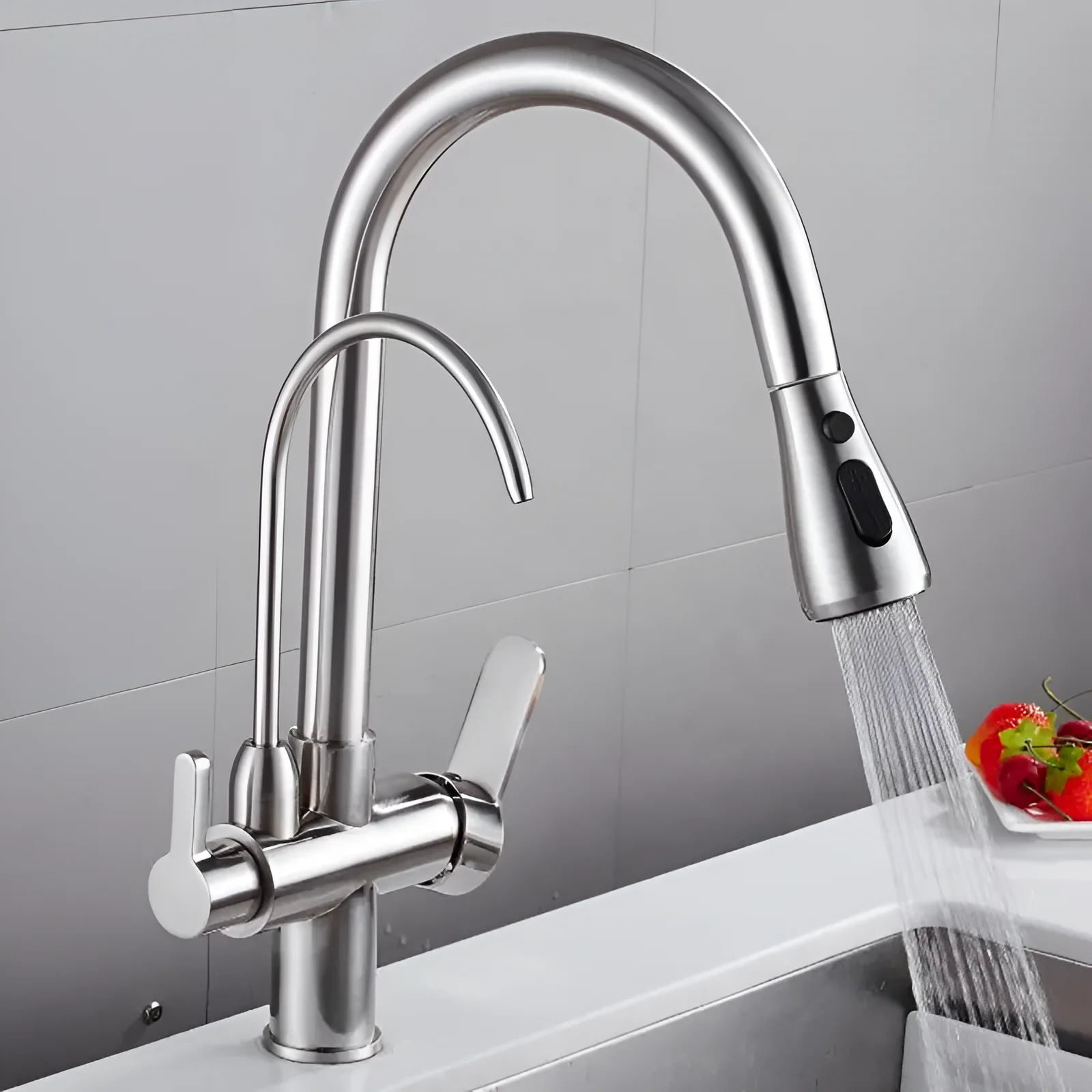 Karlstad - Three-Way Kitchen Faucet with Filter Tap & Pull-Down Spout for Kitchen Sink - Image 8