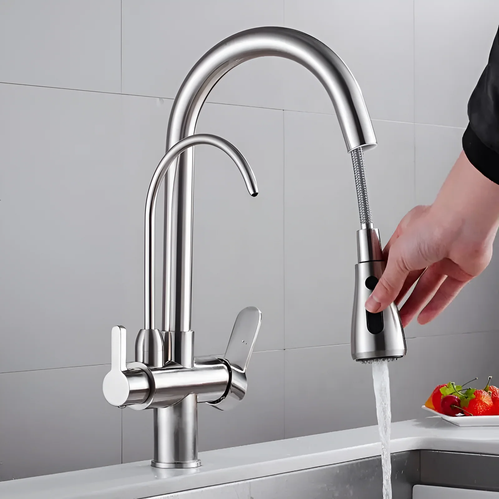 Karlstad - Three-Way Kitchen Faucet with Filter Tap & Pull-Down Spout for Kitchen Sink - Image 9