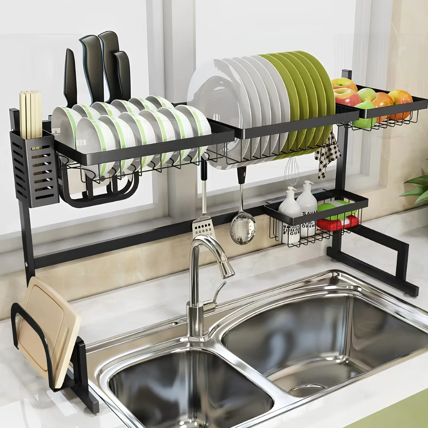Hamar - 21x13" Kitchen Over-Sink Dish Rack - Black - Image 10