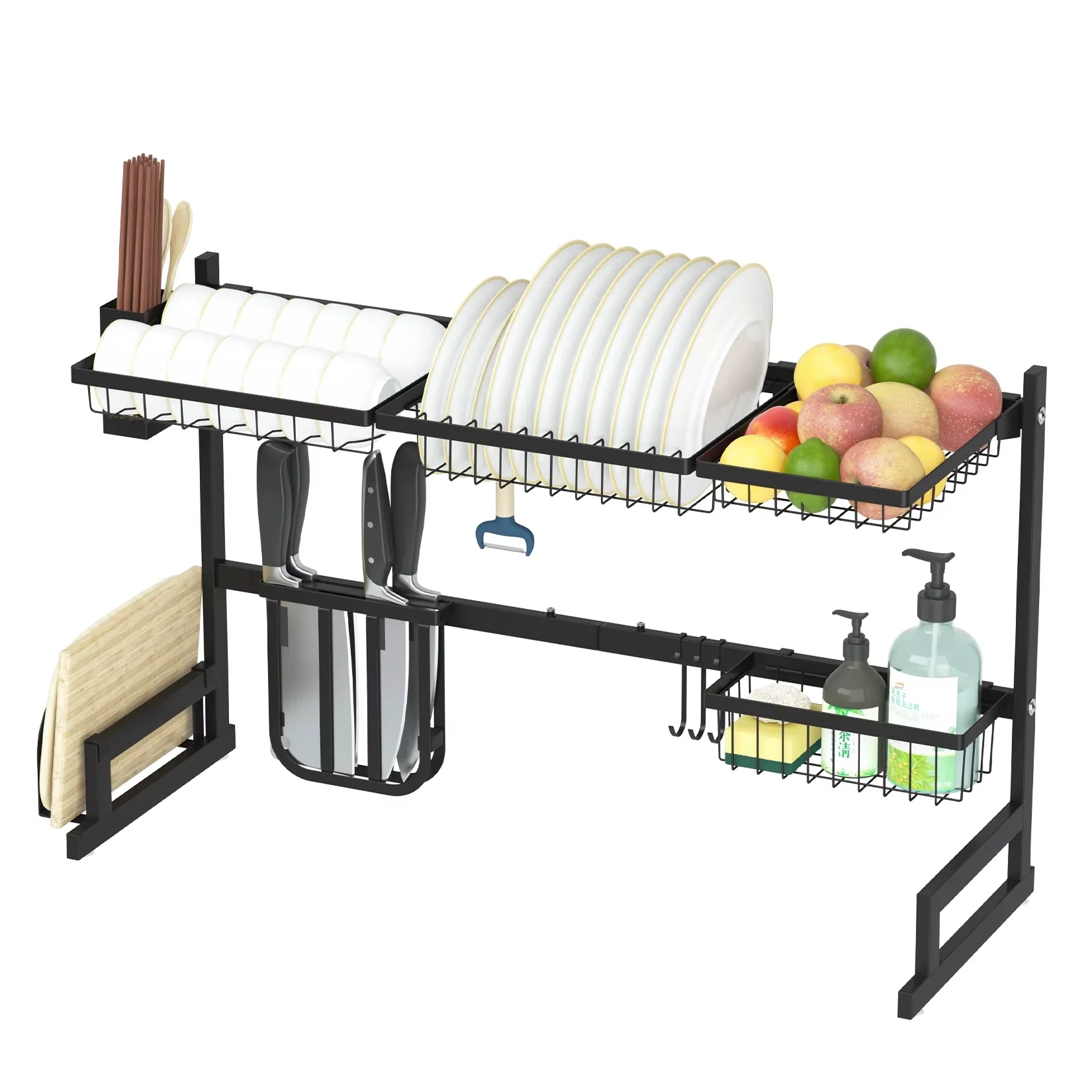 Hamar - 21x13" Kitchen Over-Sink Dish Rack - Black - Image 6