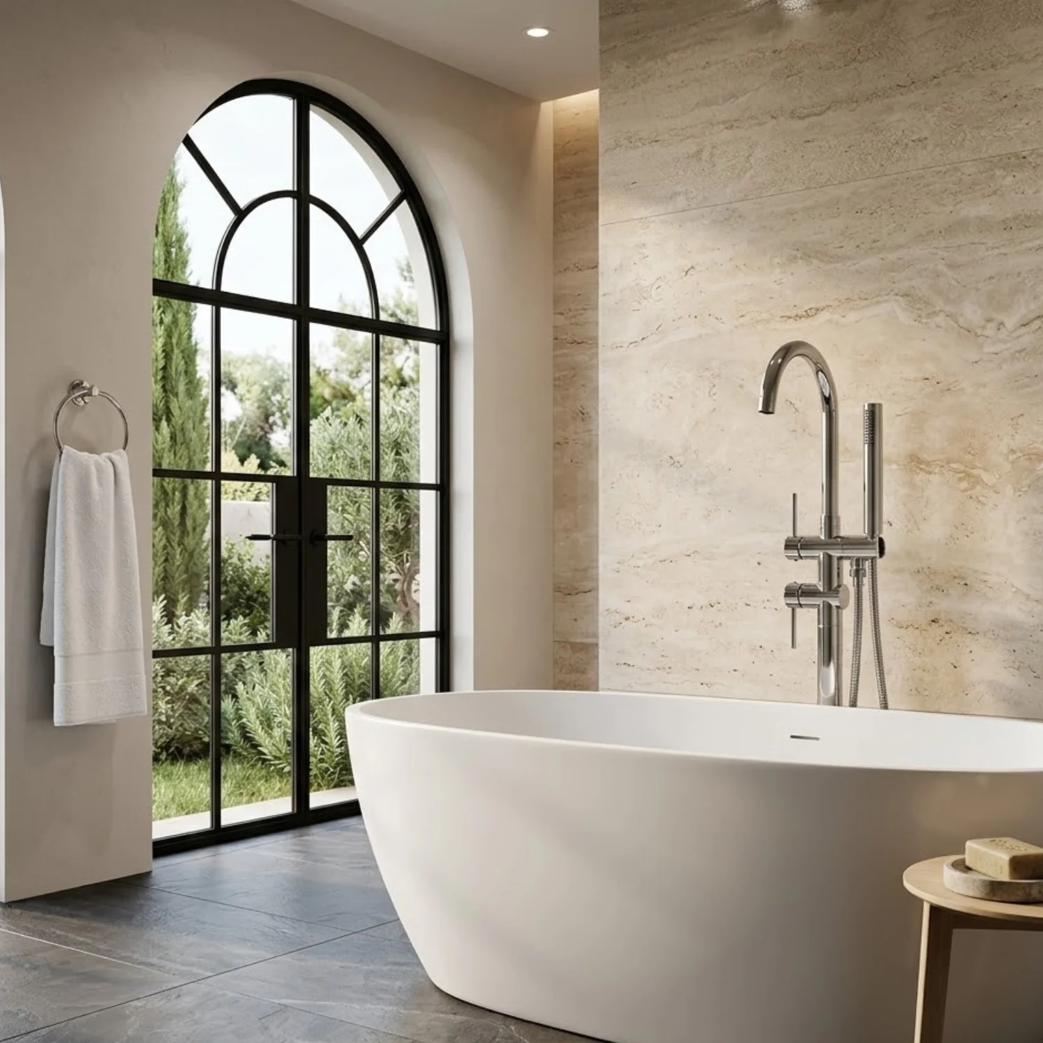 Klaralven - Bathtub Shower Faucet Set Floor Standing Shower System with 360 Swivel Spout Bathroom Bath Bathtub Mixer - Image 7