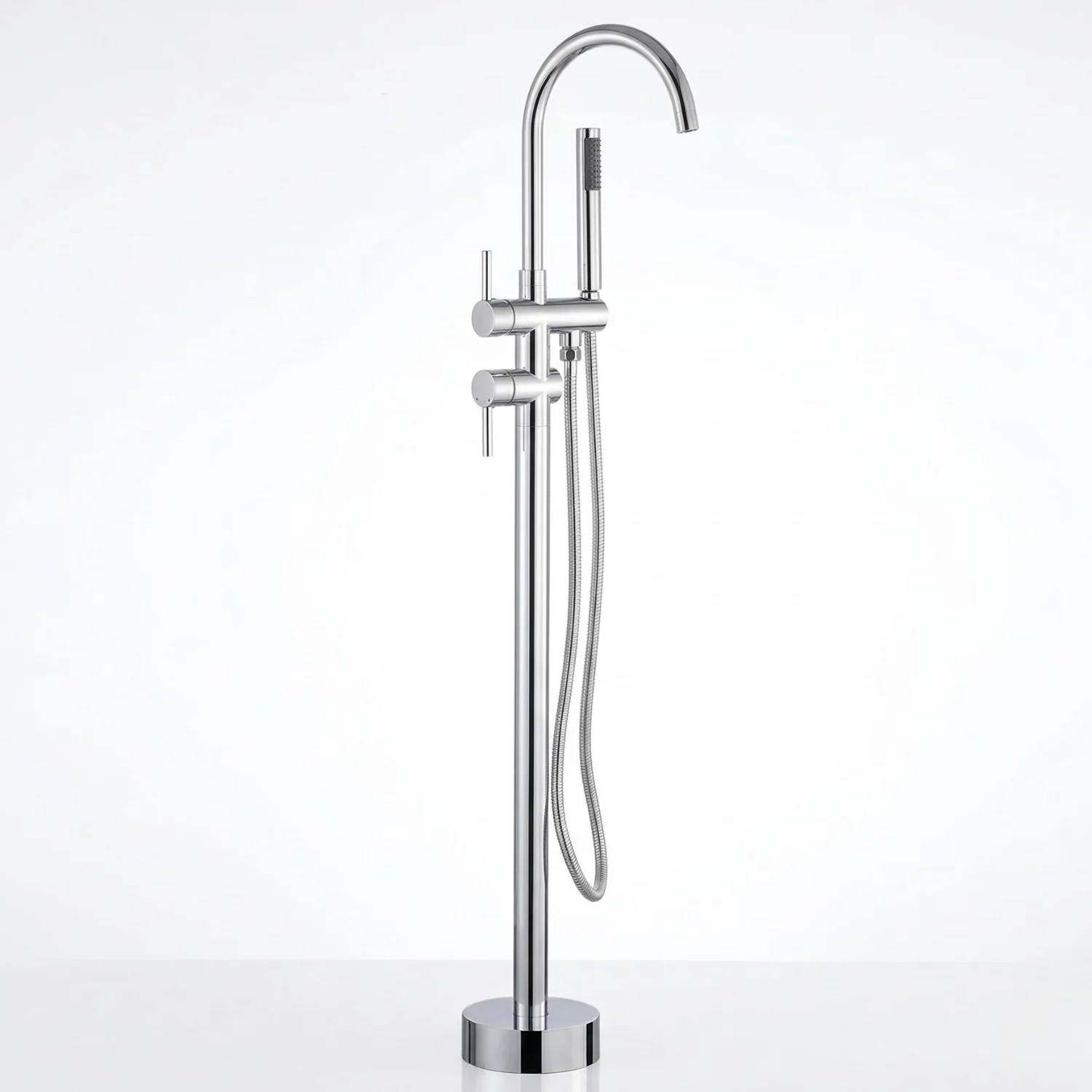 Klaralven - Bathtub Shower Faucet Set Floor Standing Shower System with 360 Swivel Spout Bathroom Bath Bathtub Mixer - Image 8
