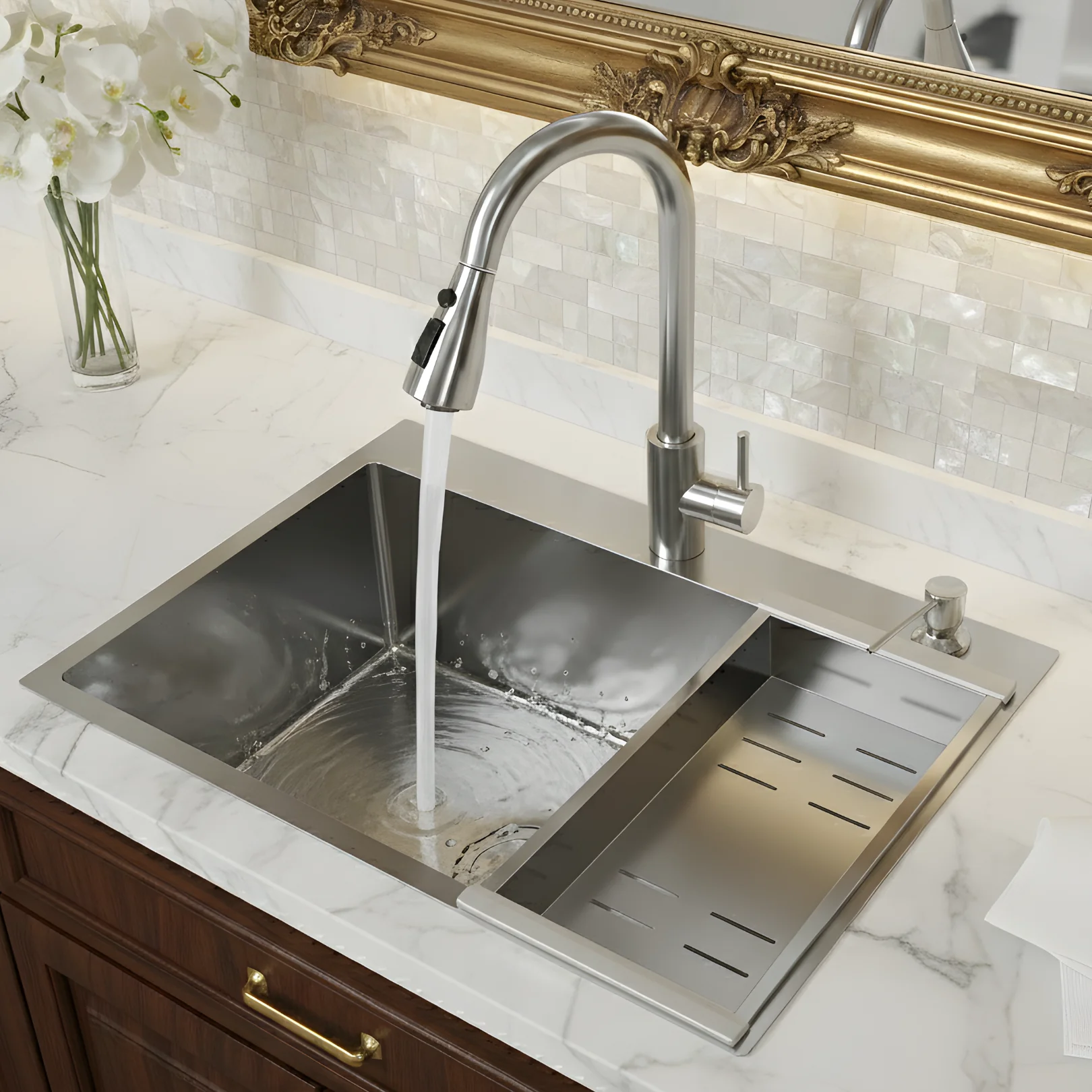 Klopeiner - 23.62" Stainless Steel Undermount Kitchen Sink with Pull-Out Faucet - Single Bowl Workstation Sink for Kitchen, Laundry & Bathroom - Image 10